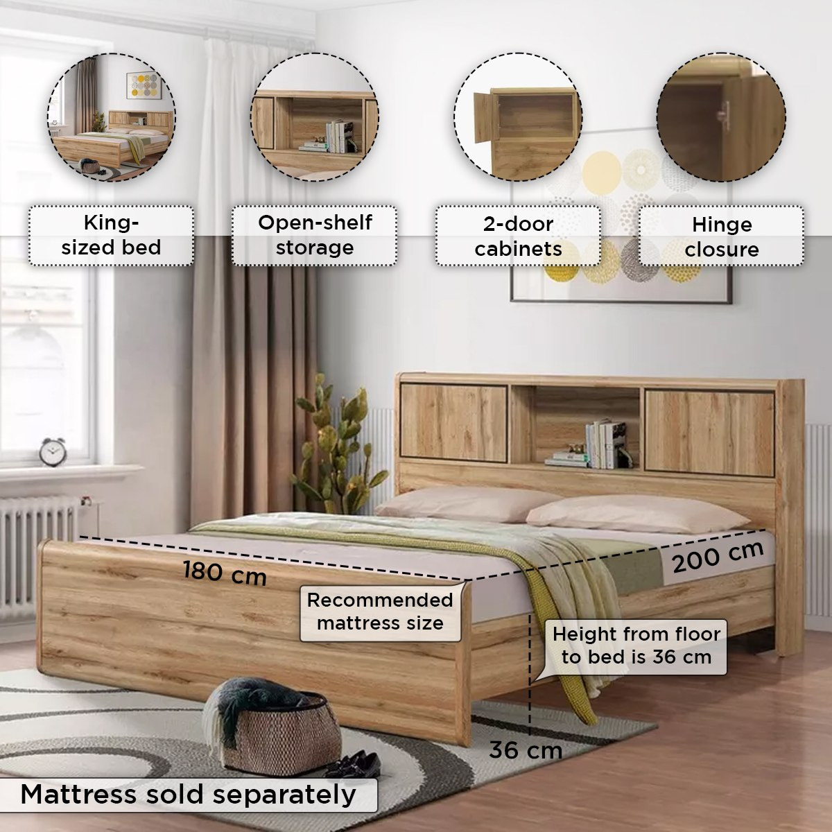 Movo Georgia 5-Piece King Bedroom Set - 180x200 cm-hbxbedroom-bedsandbedsets-bedroomsets-king-image-4