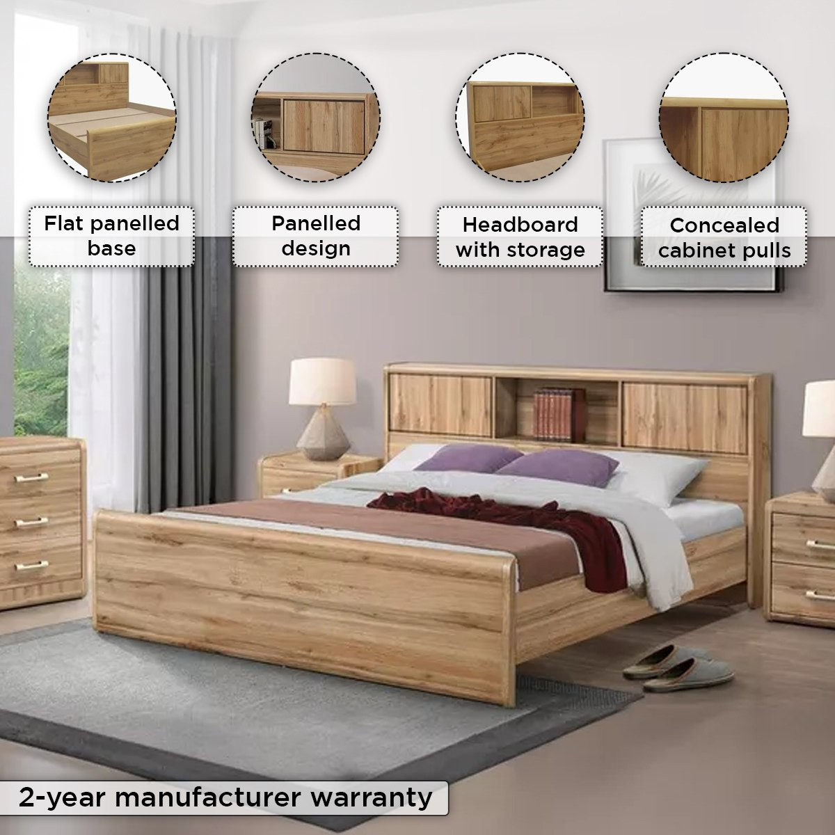 Movo Georgia 5-Piece King Bedroom Set - 180x200 cm-hbxbedroom-bedsandbedsets-bedroomsets-king-image-5