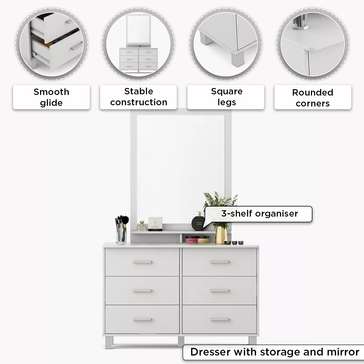 طاولة تزيين ماستر 6 أدراج مع مرآة من ماين-hbxfurniture-bedroom-dressersandmirrors-image-5
