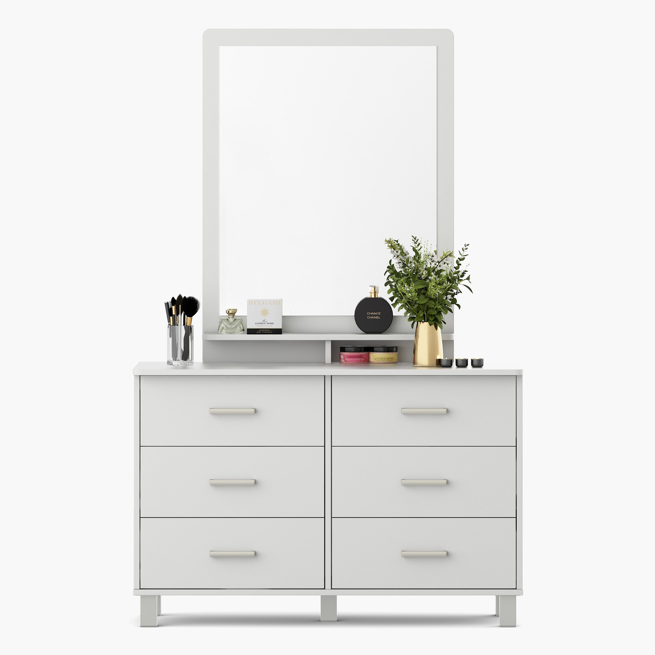 طاولة تزيين ماستر 6 أدراج مع مرآة من ماين-hbxfurniture-bedroom-dressersandmirrors-image-2