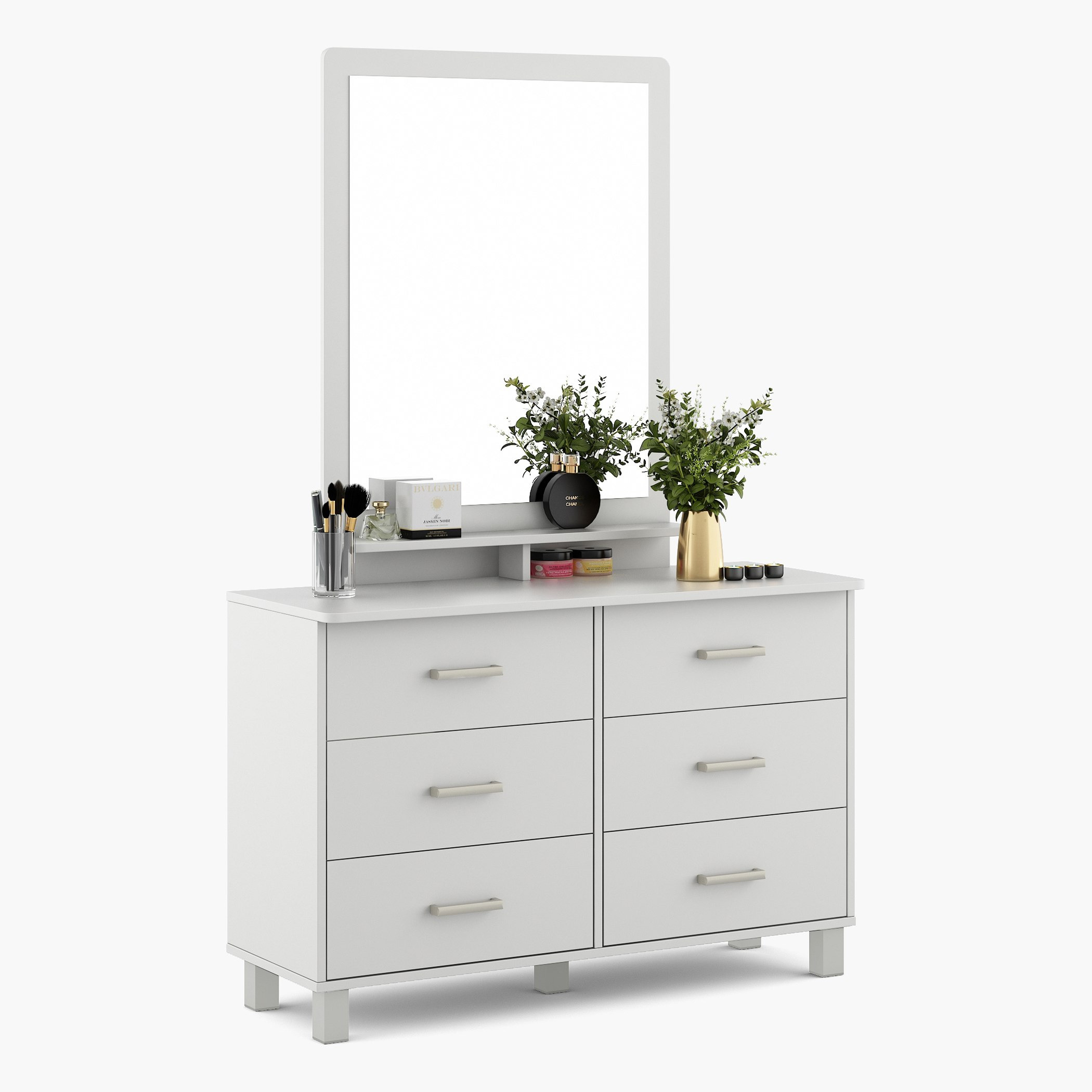 طاولة تزيين ماستر 6 أدراج مع مرآة من ماين-hbxfurniture-bedroom-dressersandmirrors-image-3