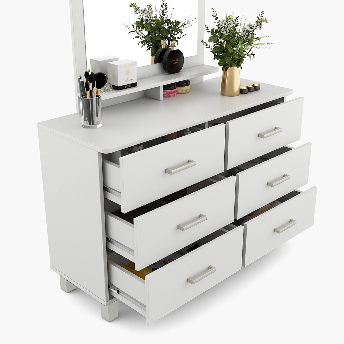 طاولة تزيين ماستر 6 أدراج مع مرآة من ماين-hbxfurniture-bedroom-dressersandmirrors-image-9