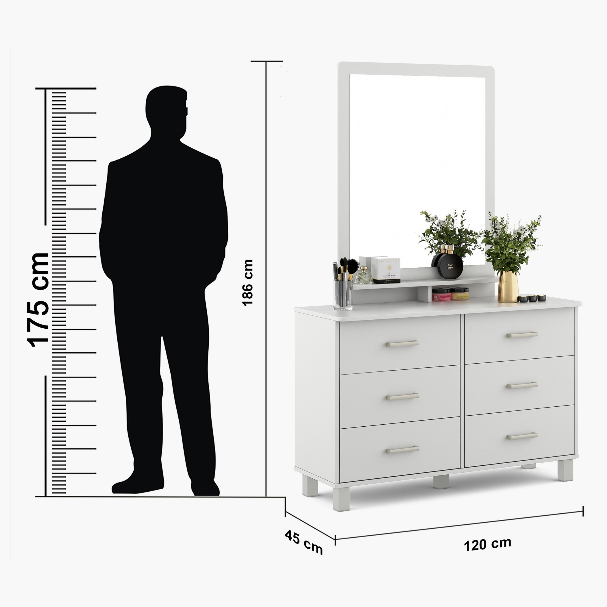 طاولة تزيين ماستر 6 أدراج مع مرآة من ماين-hbxfurniture-bedroom-dressersandmirrors-image-11