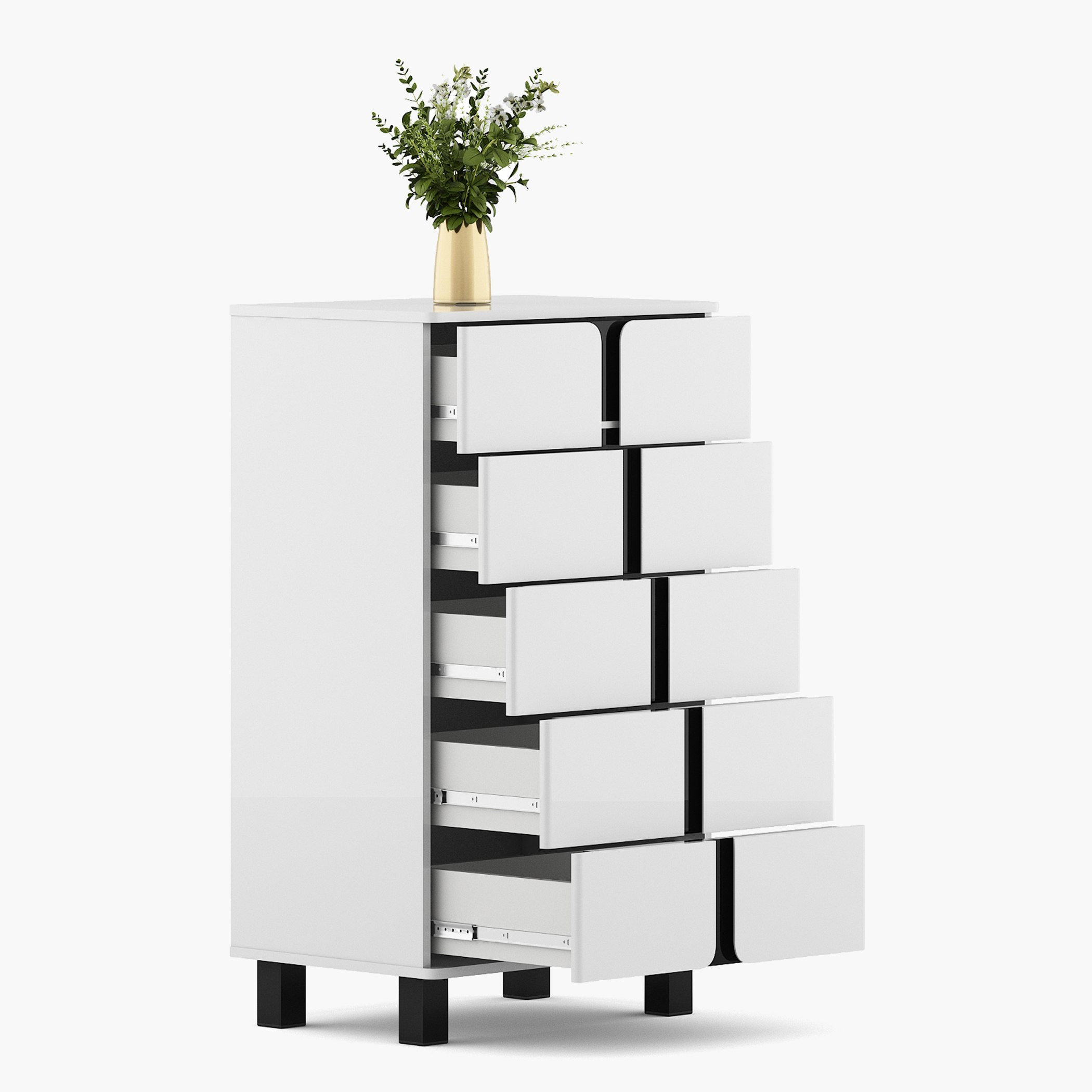 وحدة تخزين 5 أدراج  بتصميم عالي اللمعان من براج-hbxfurniture-dressersandchests-chestofdrawers-image-4