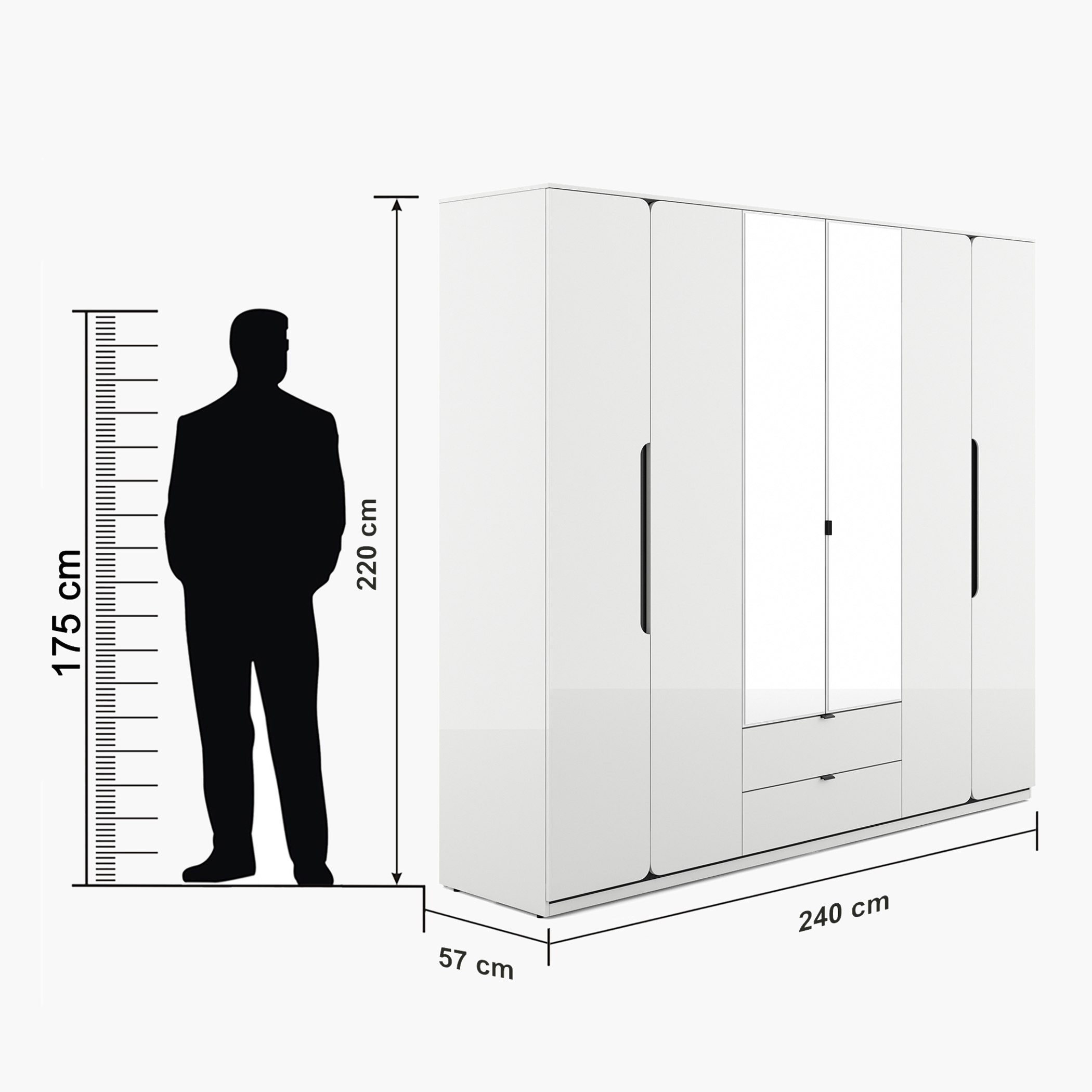 خزانة ملابس 6 أبواب ودرجين ومرآة شديدة اللمعان من براج-hbxfurniture-wardrobes-image-10