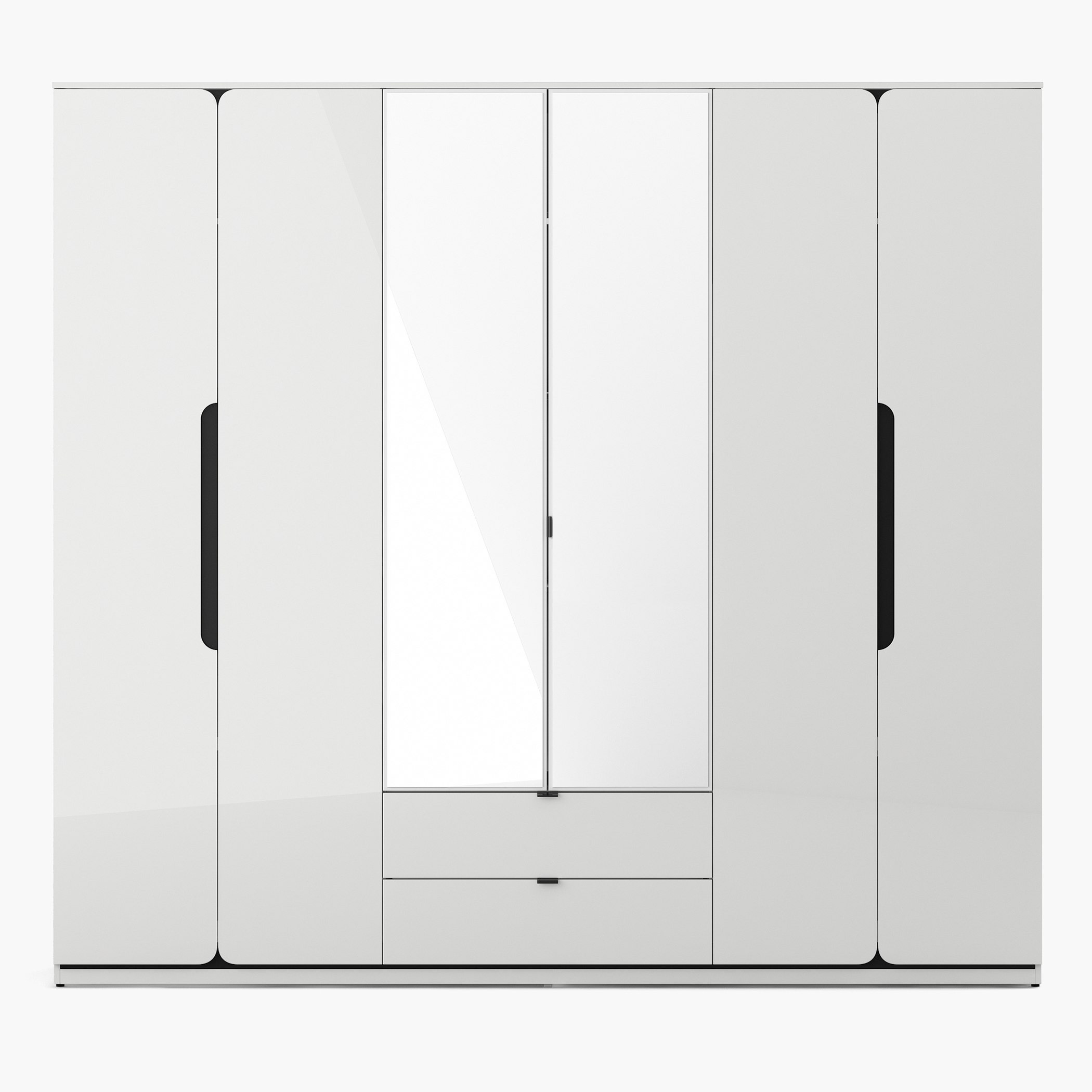 خزانة ملابس 6 أبواب ودرجين ومرآة شديدة اللمعان من براج-hbxfurniture-wardrobes-image-2