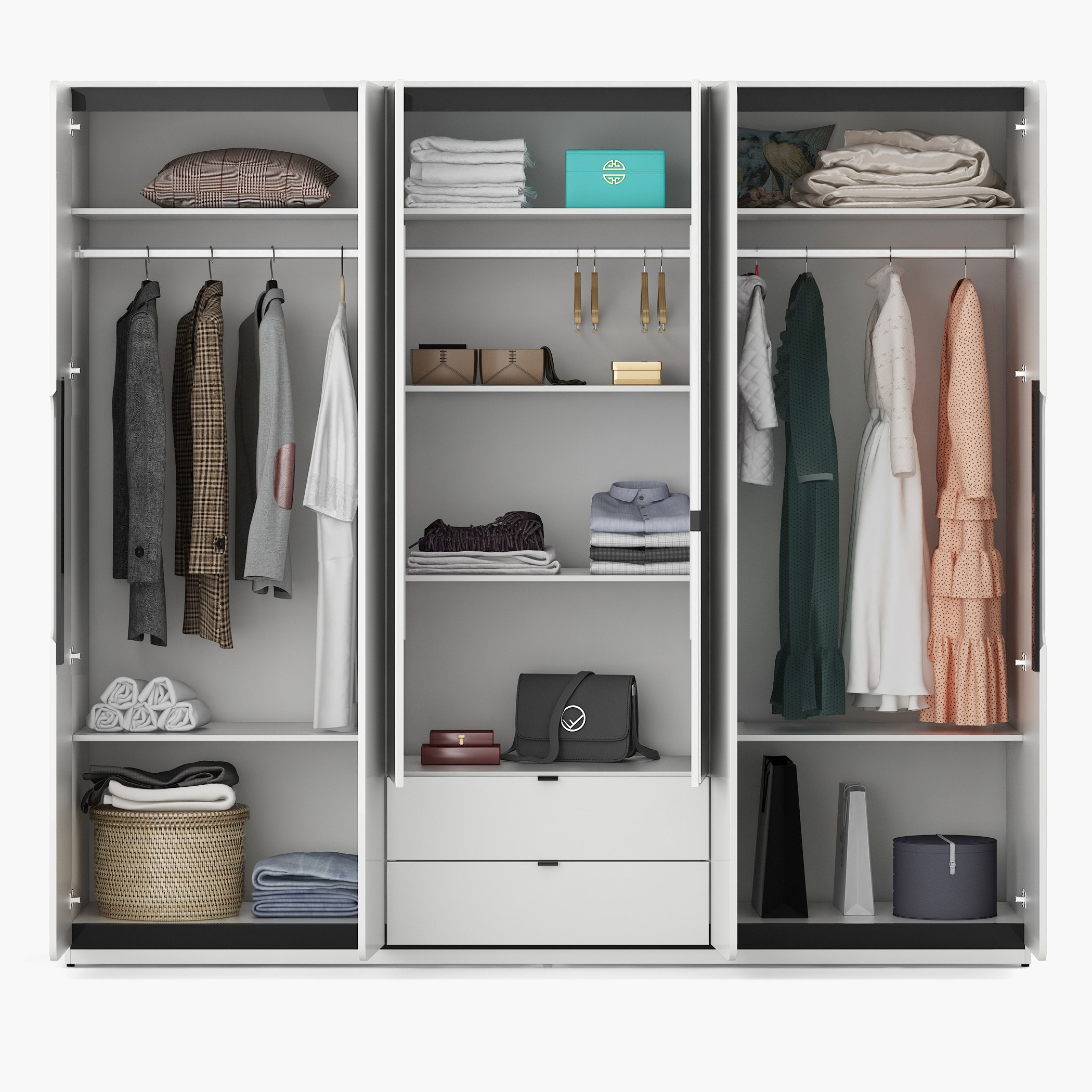 خزانة ملابس 6 أبواب ودرجين ومرآة شديدة اللمعان من براج-hbxfurniture-wardrobes-image-5