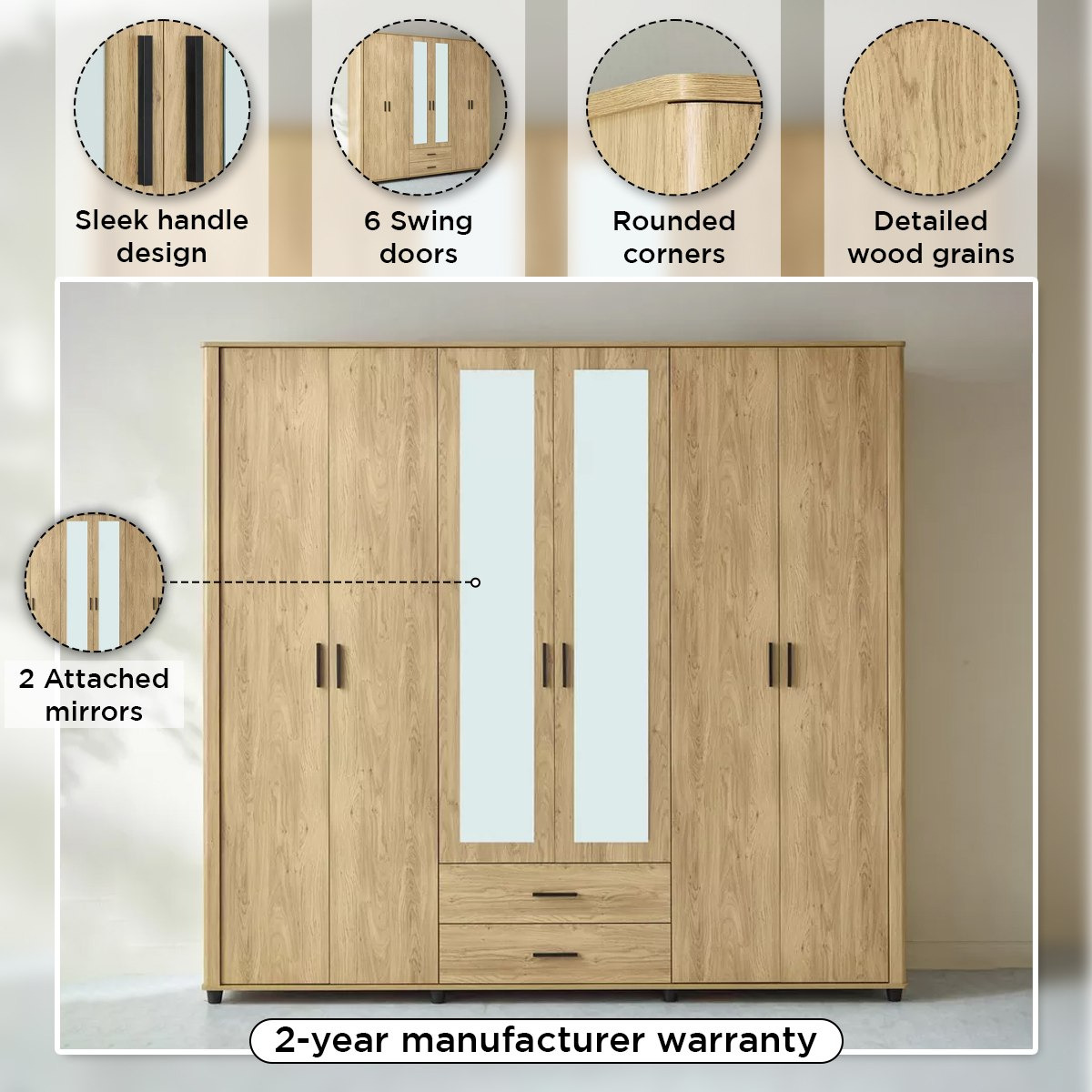 خزانة ملابس 6 أبواب ودرجين ومرآيا من بولتون-hbxfurniture-wardrobes-image-4