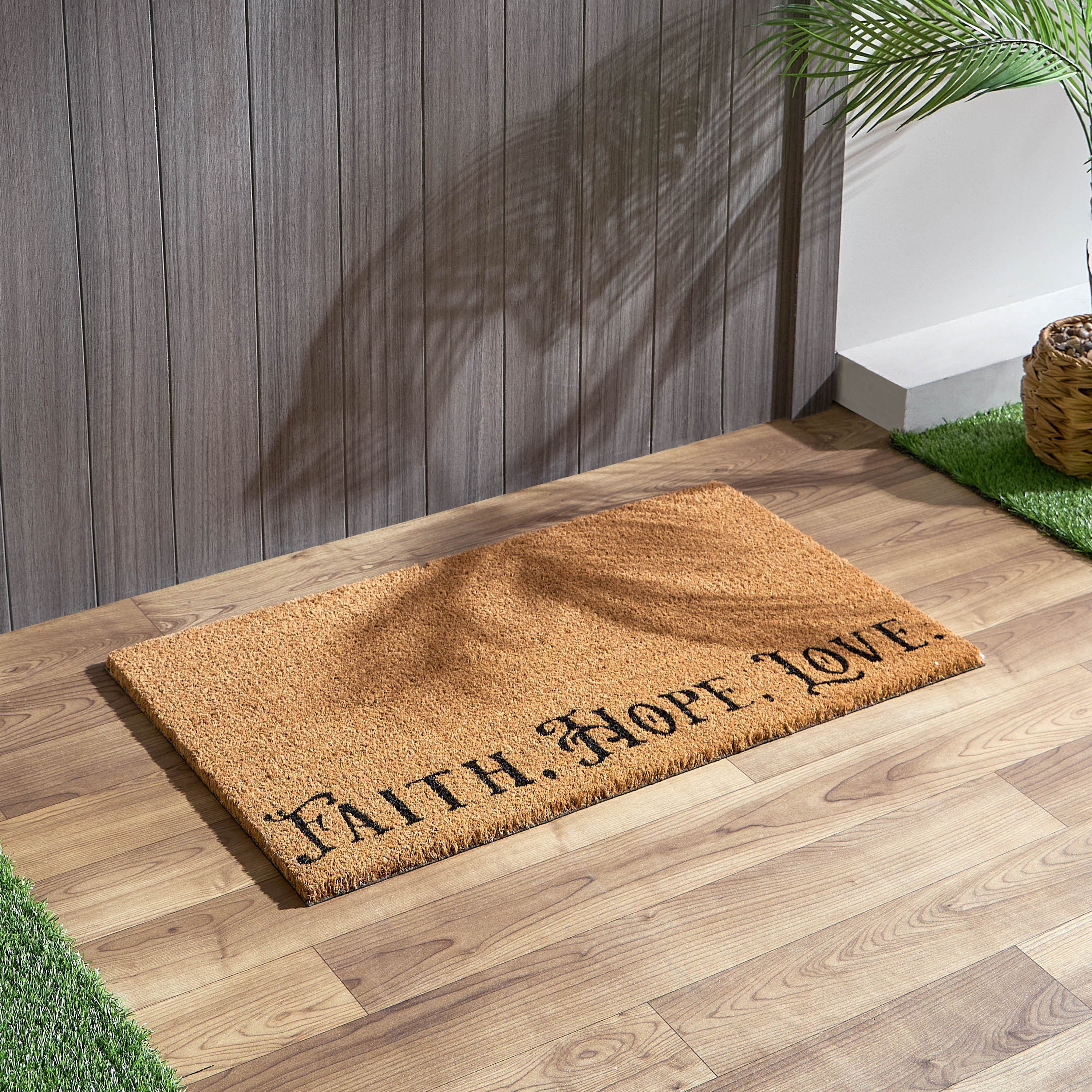 سجادة باب من ألياف جوز الهند بظهر بي في سي وطبعات لاف - 45x75 سم-hbxhomeware-hbxlivingroom-image-1
