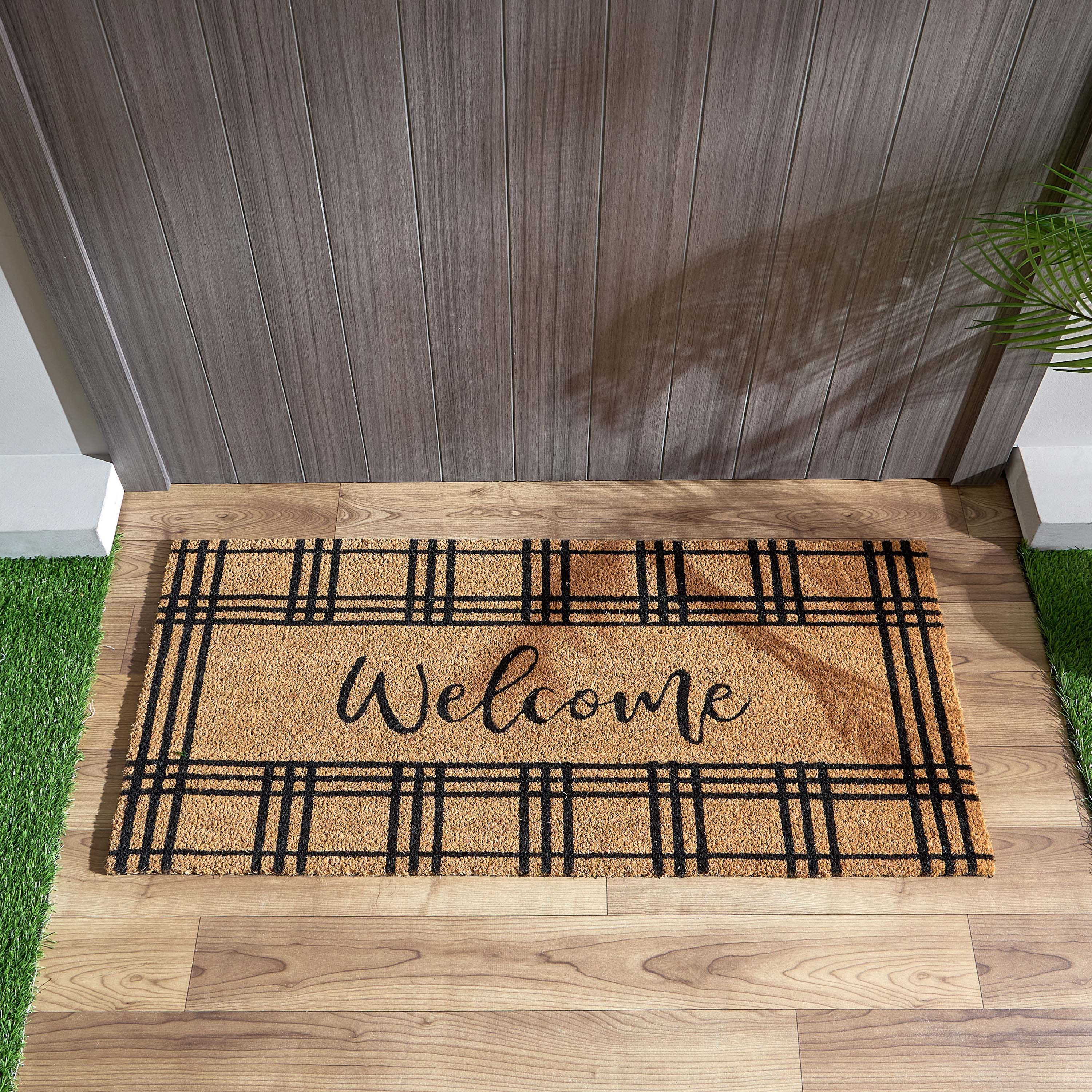 سجادة باب من ألياف جوز الهند بظهر بي في سي وطبعات ويلكم - 45x100 سم-hbxhomeware-hbxlivingroom-image-2