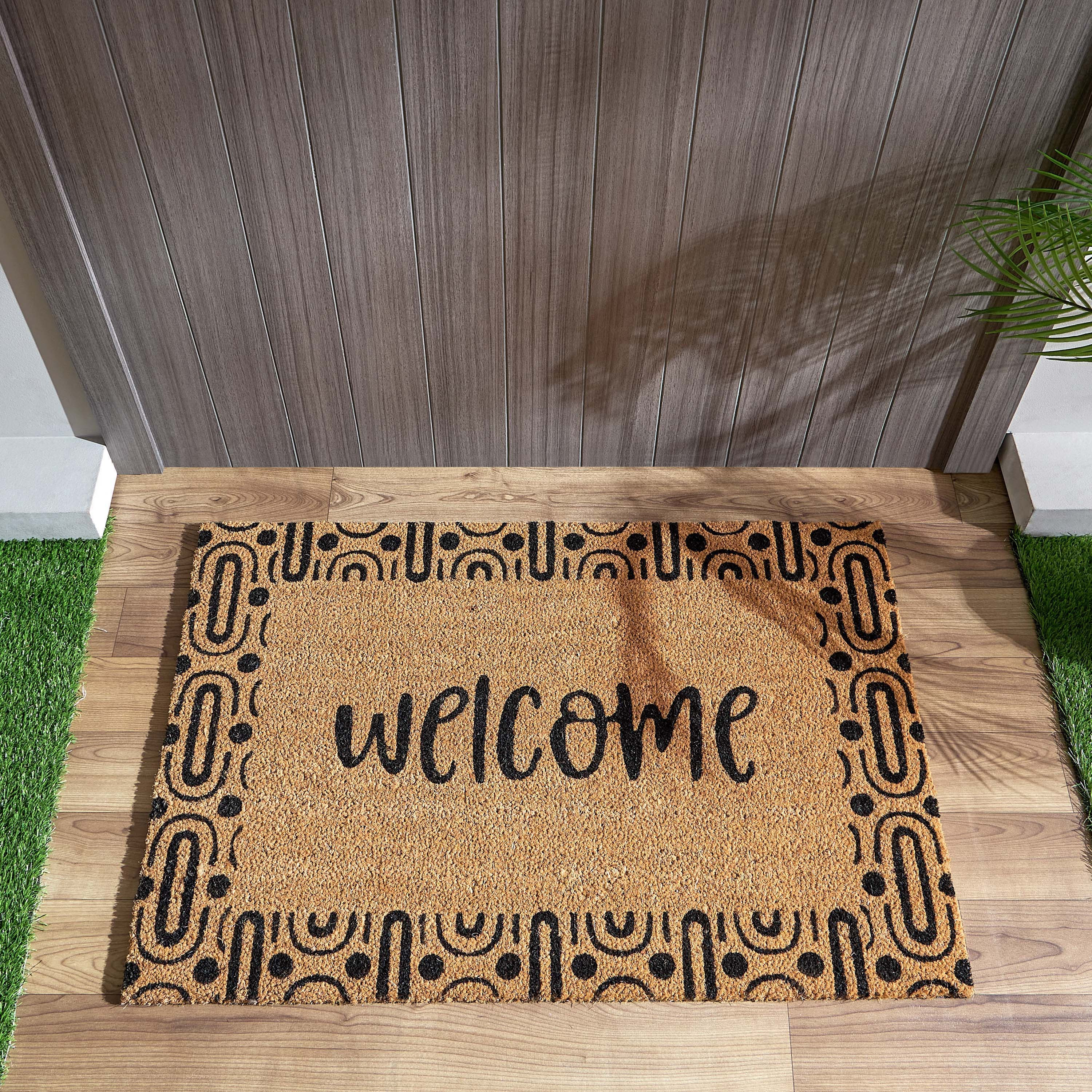 سجادة باب من ألياف جوز الهند بظهر بي في سي وطبعات - 60x90 سم-hbxhomeware-hbxlivingroom-image-2