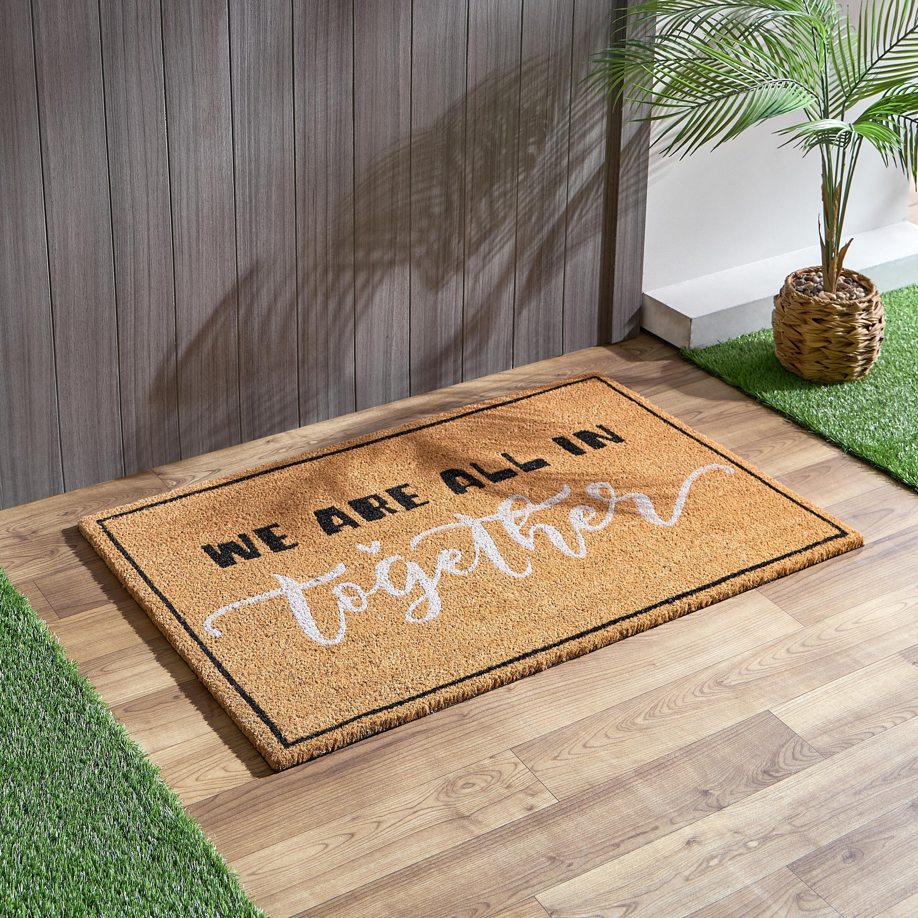 سجادة باب من ألياف جوز الهند بظهر بي في سي وطبعات توجذر - 60x90 سم-hbxhomeware-hbxlivingroom-image-1