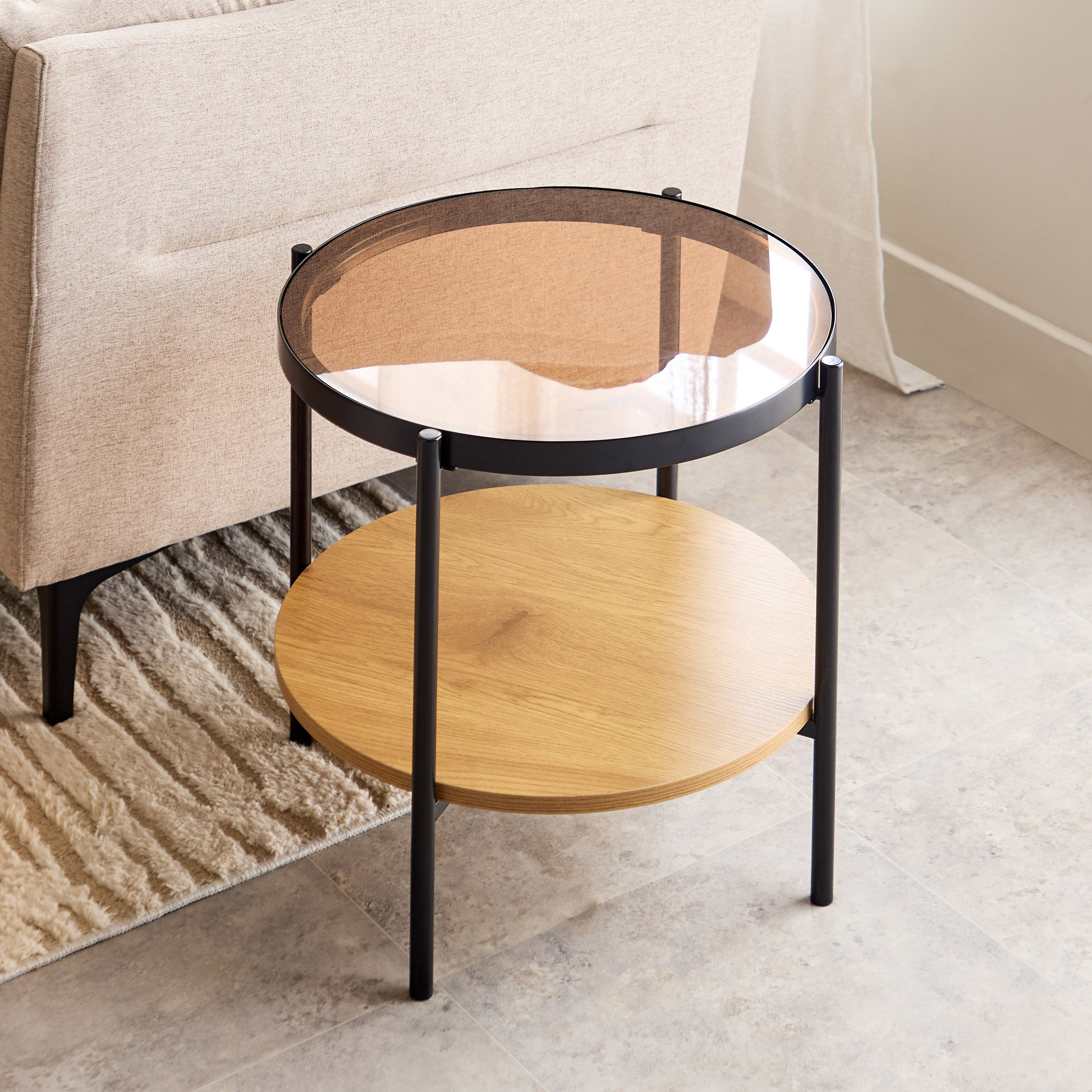 Velmont Glass Top End Table with Shelf-hbxfurniture-livingroom-endtables-image-2