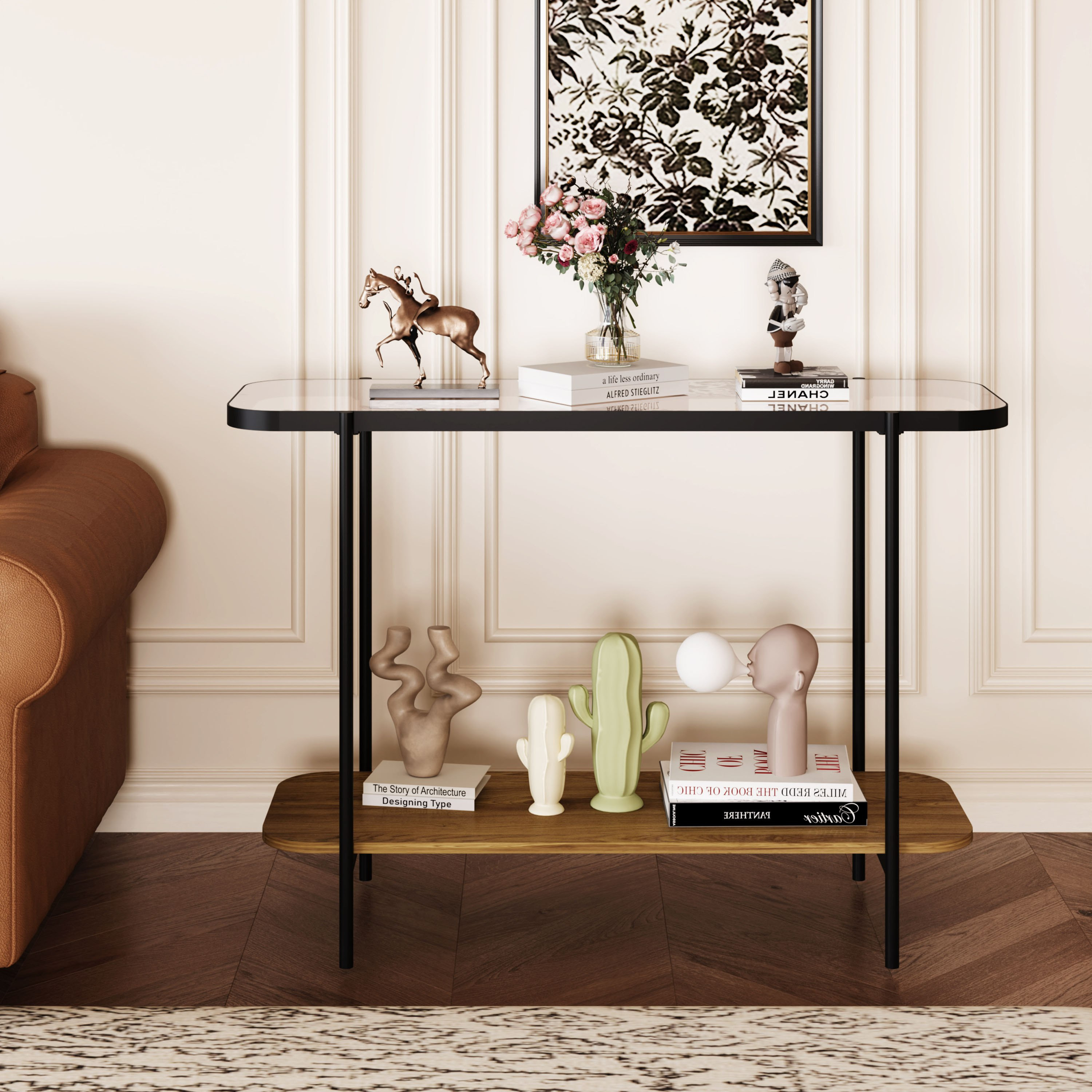 طاولة كونسول بسطح زجاجي مع رف من فيلمونت-hbxfurniture-tablesandstands-consoletables-image-1