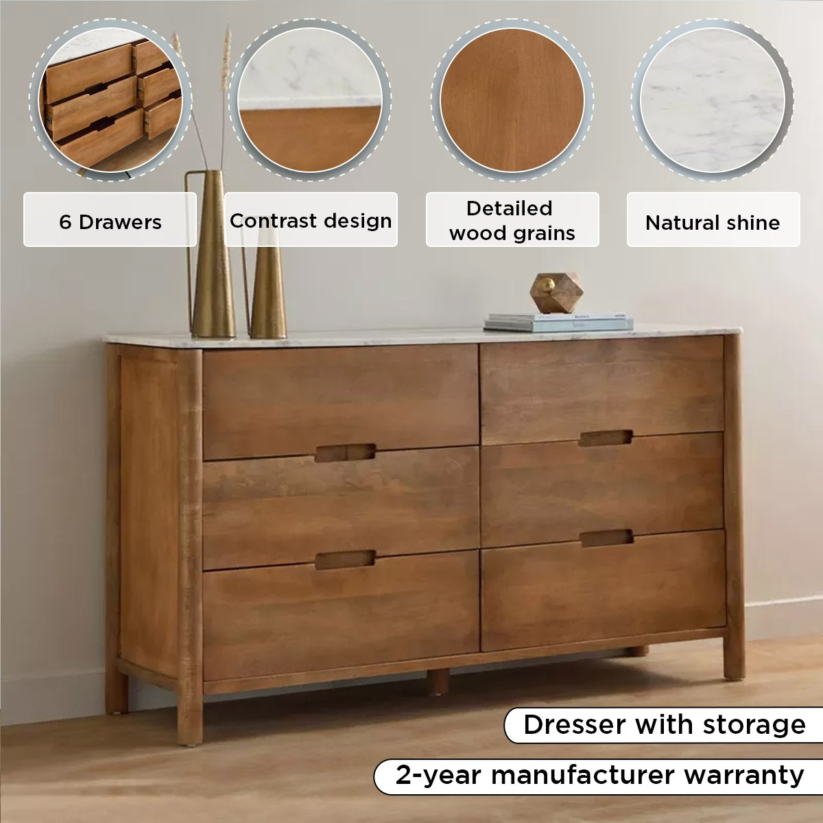 Vendra Dublin 6-Drawer Marble Top Solid Wood Master Dresser without Mirror-PROMO_HB_SA_HBX10_TH1000_NEW_031025-image-4