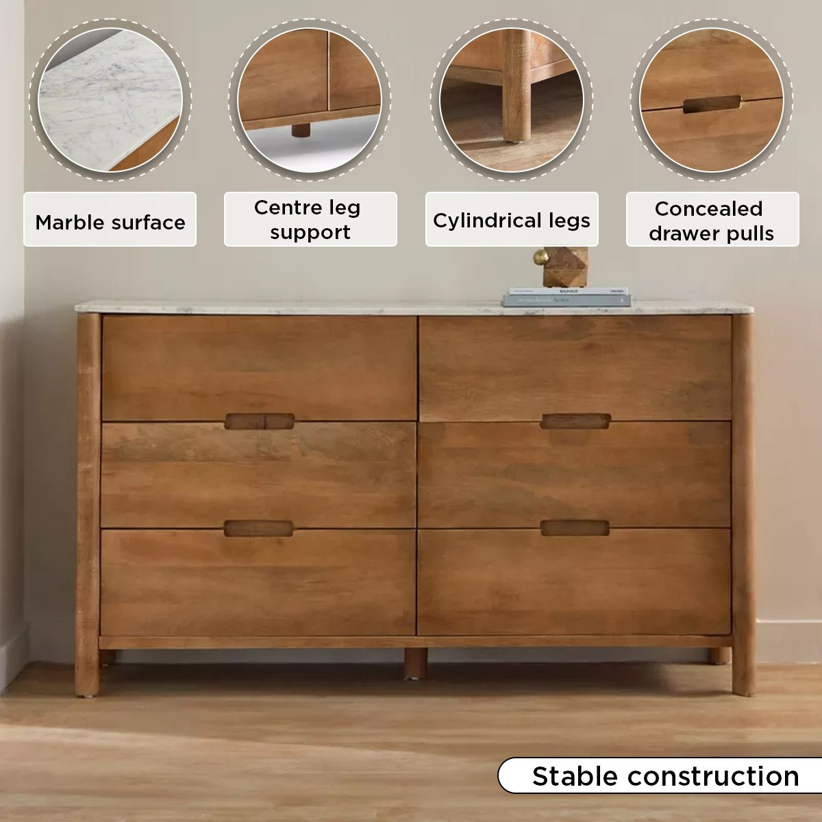 Vendra Dublin 6-Drawer Marble Top Solid Wood Master Dresser without Mirror-PROMO_HB_SA_HBX10_TH1000_NEW_031025-image-5