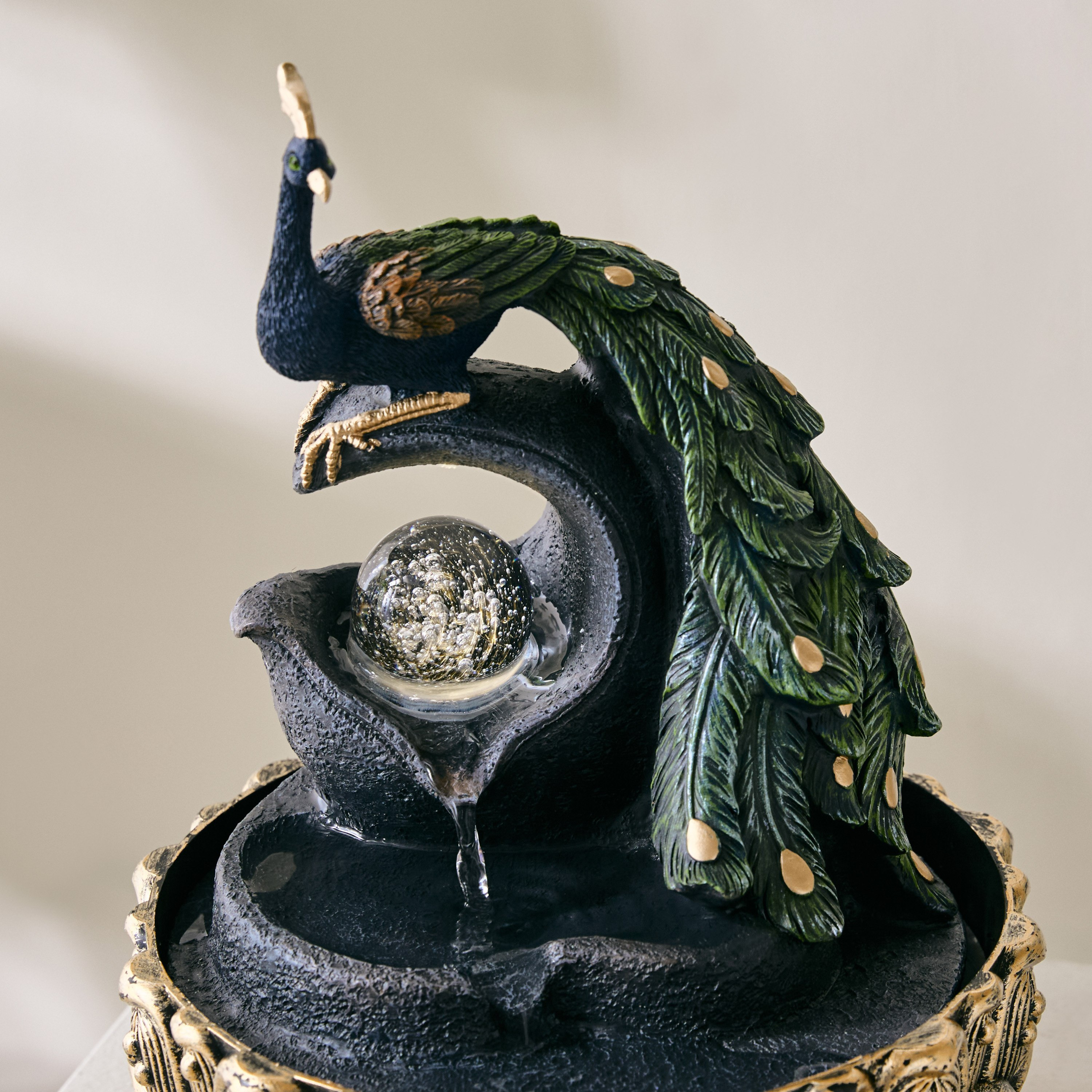 Belen Peacock Fountain with Rolling Ball and LED Light - 20x20x26 cm-PROMO_HB_BAH_THRESHOLD_Homeware_100426-image-3