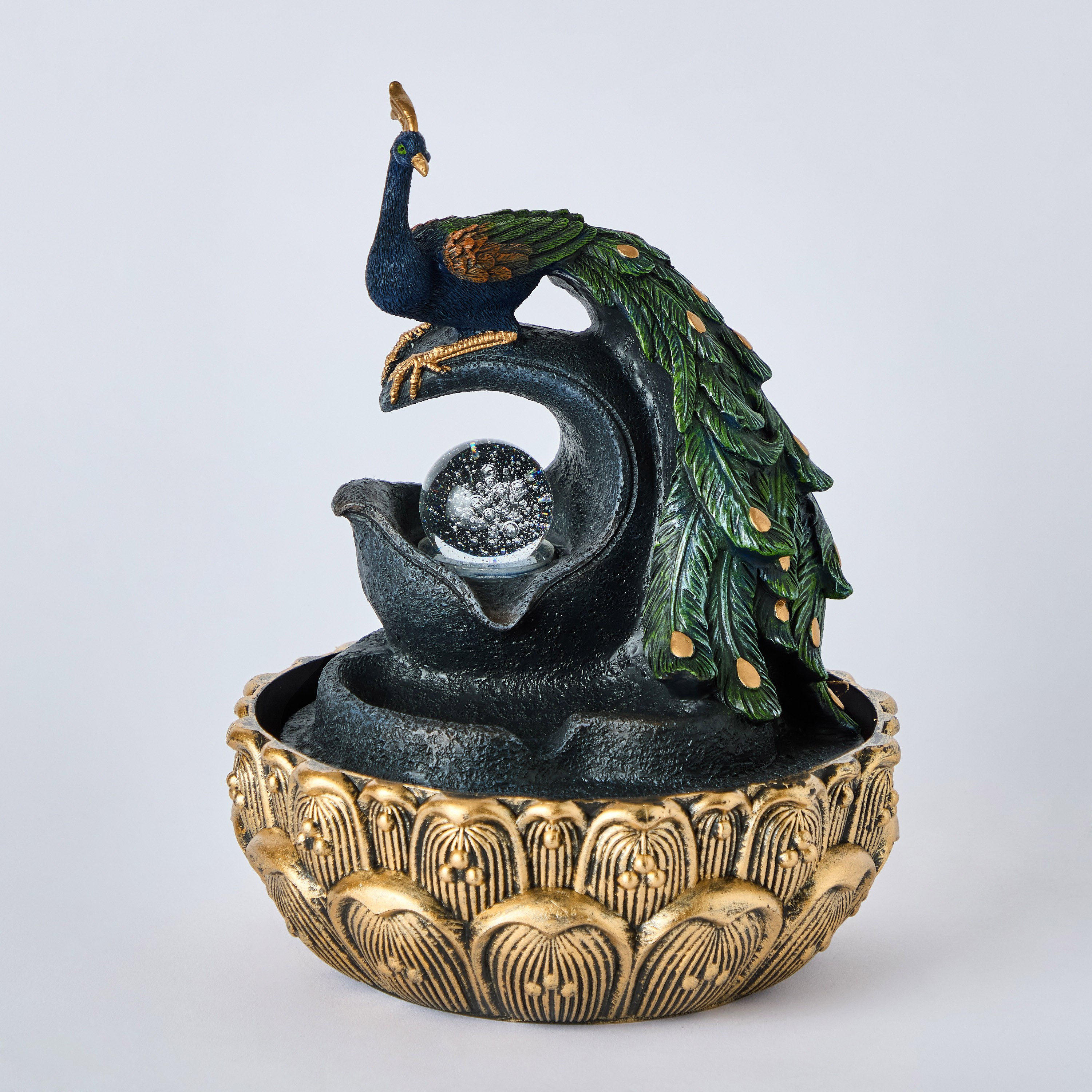 Belen Peacock Fountain with Rolling Ball and LED Light - 20x20x26 cm-PROMO_HB_BAH_THRESHOLD_Homeware_100426-image-5