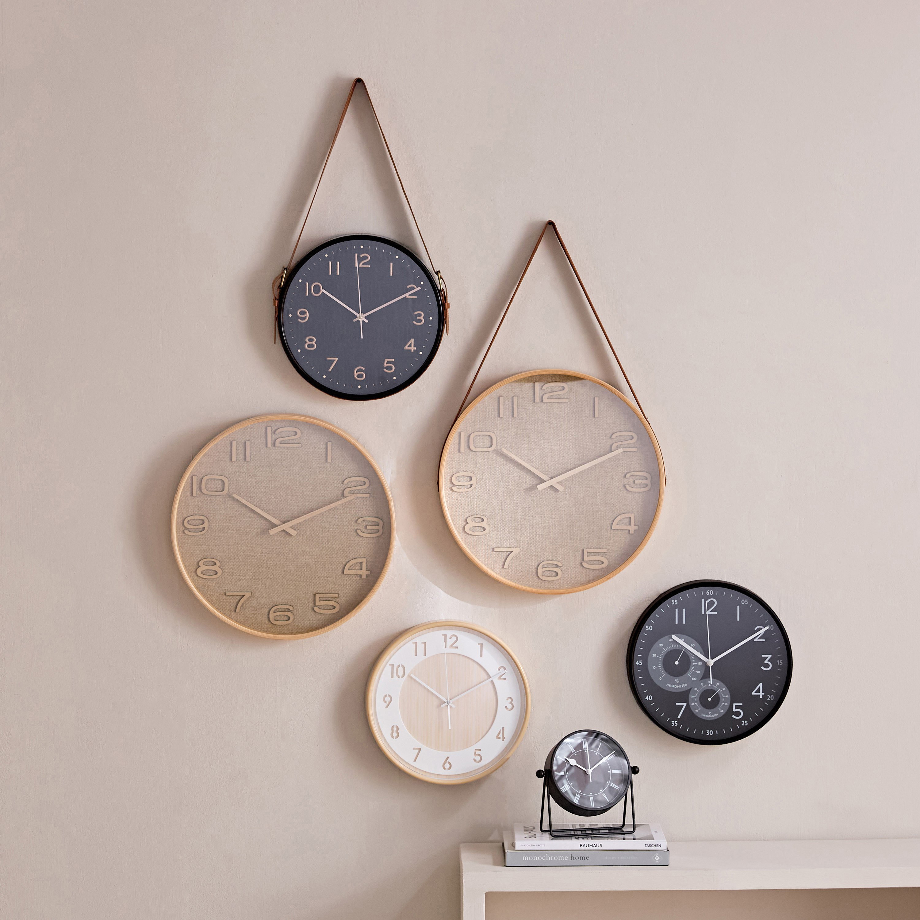 ساعة حائط مع ميزان حرارة ومقياس رطوبة من ماسون - 30x4.7 سم-hbxdiningroom-decorandaccessories-clocks-image-4