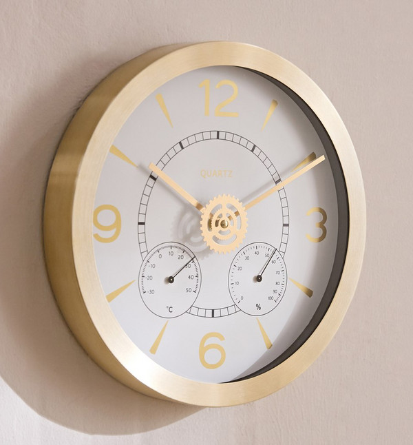 646 Clock Buy Mason Aluminium Wall Clock with Thermometer and Hygrometer - 30x4.2 ...