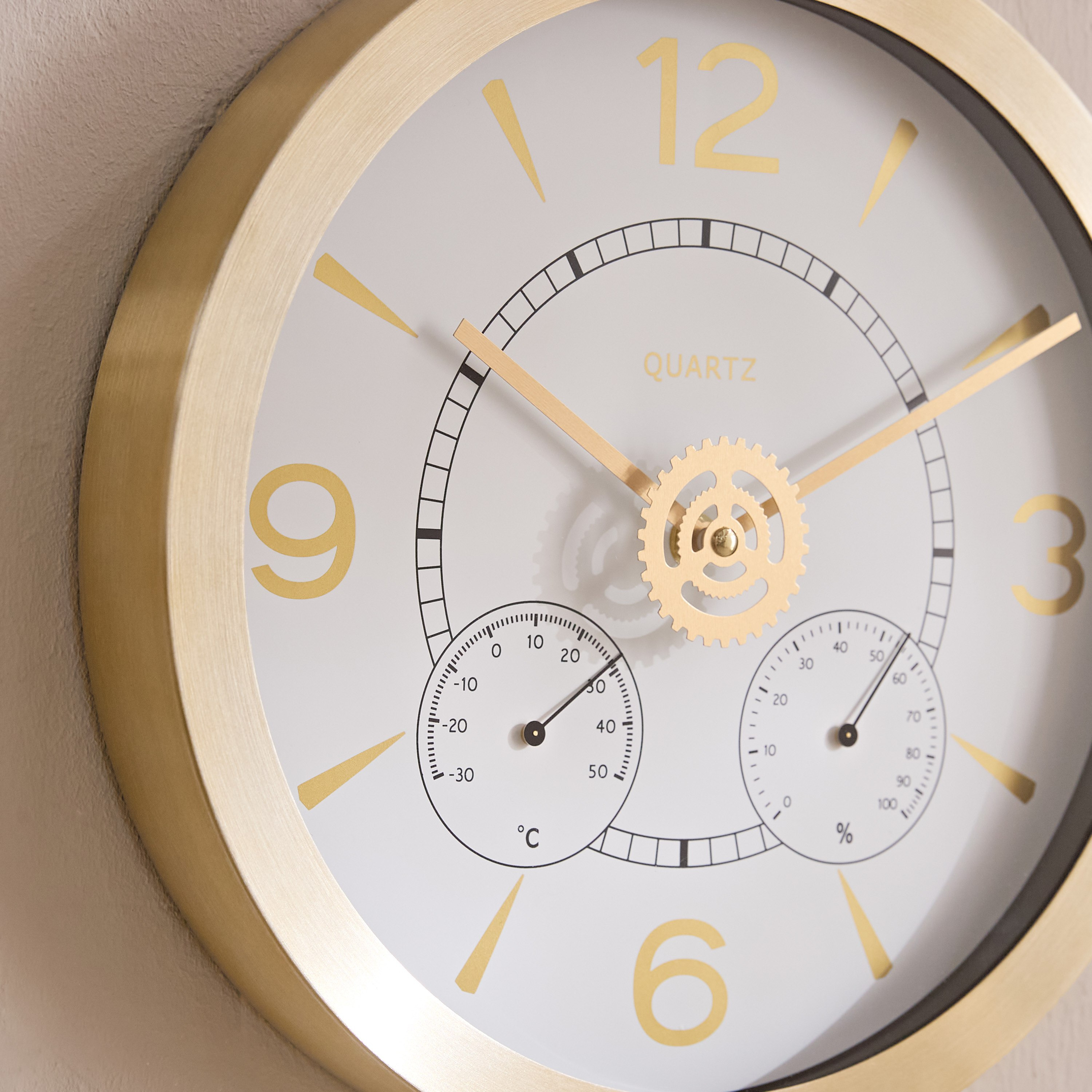 ساعة حائط ألومنيوم بمقياس رطوبة ومقياس حرارة من ماسون- 30x4.2 سم-hbxdiningroom-decorandaccessories-clocks-image-3