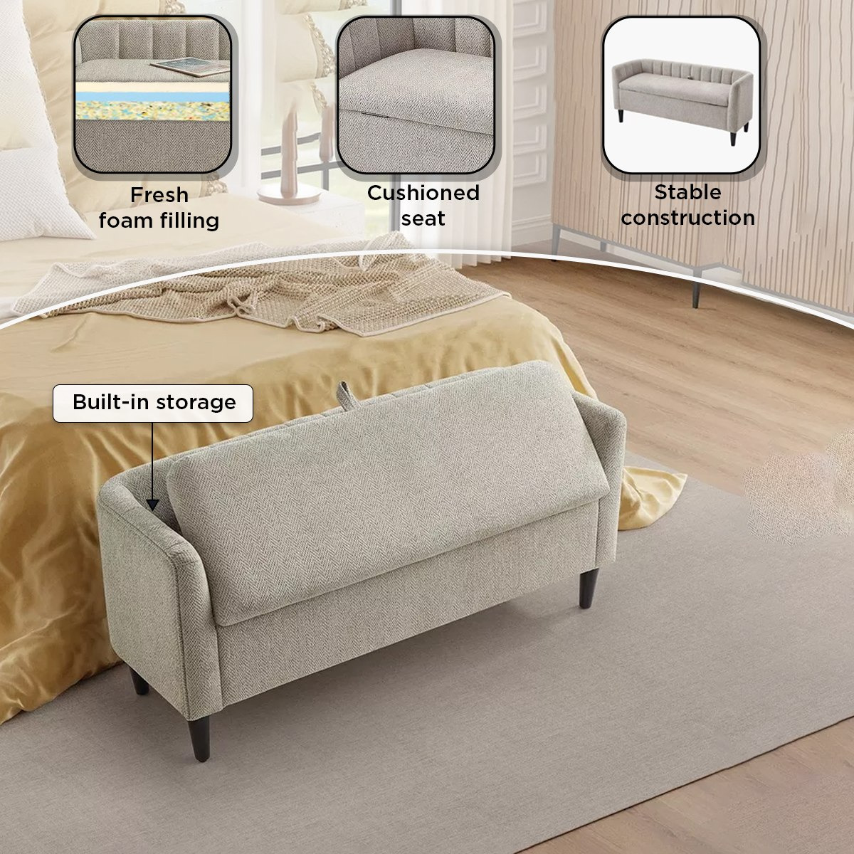 مقعد بنش قماش بمساحة تخزين من إلفيا-hbxfurniture-sofasandarmchairs-benches-image-6
