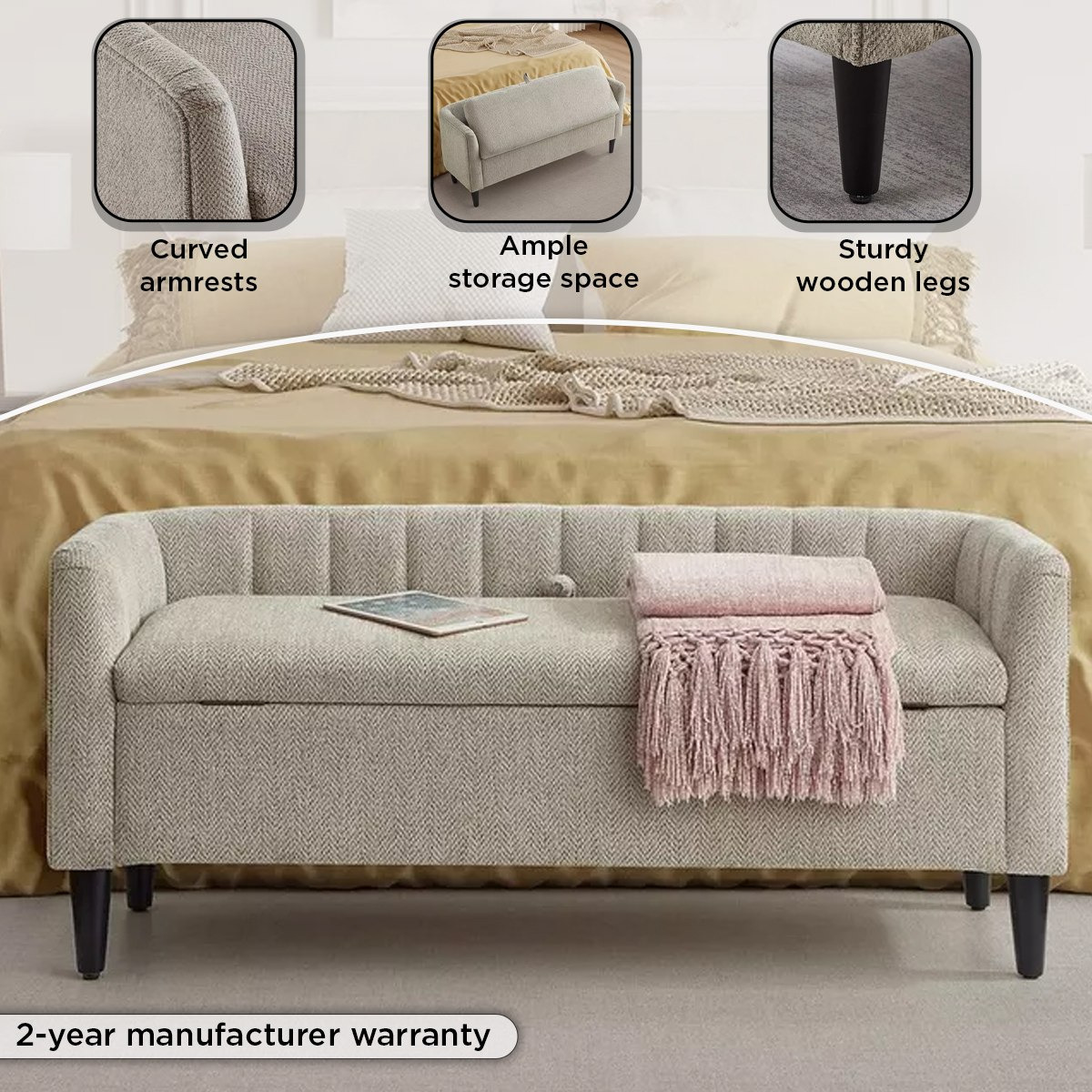 مقعد بنش قماش بمساحة تخزين من إلفيا-hbxfurniture-sofasandarmchairs-benches-image-7
