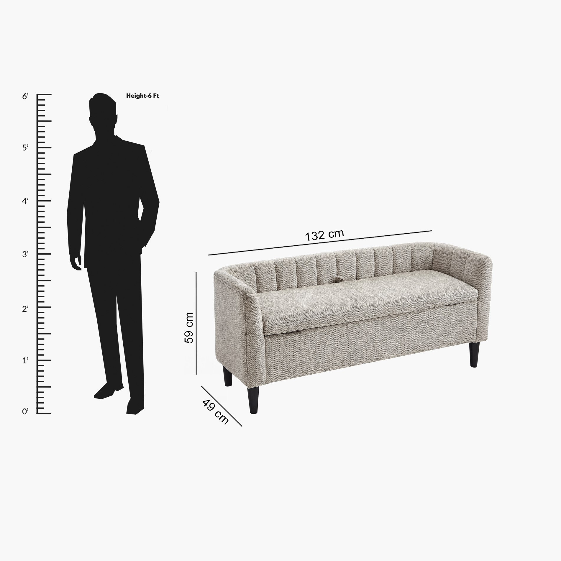 مقعد بنش قماش بمساحة تخزين من إلفيا-hbxfurniture-sofasandarmchairs-benches-image-12