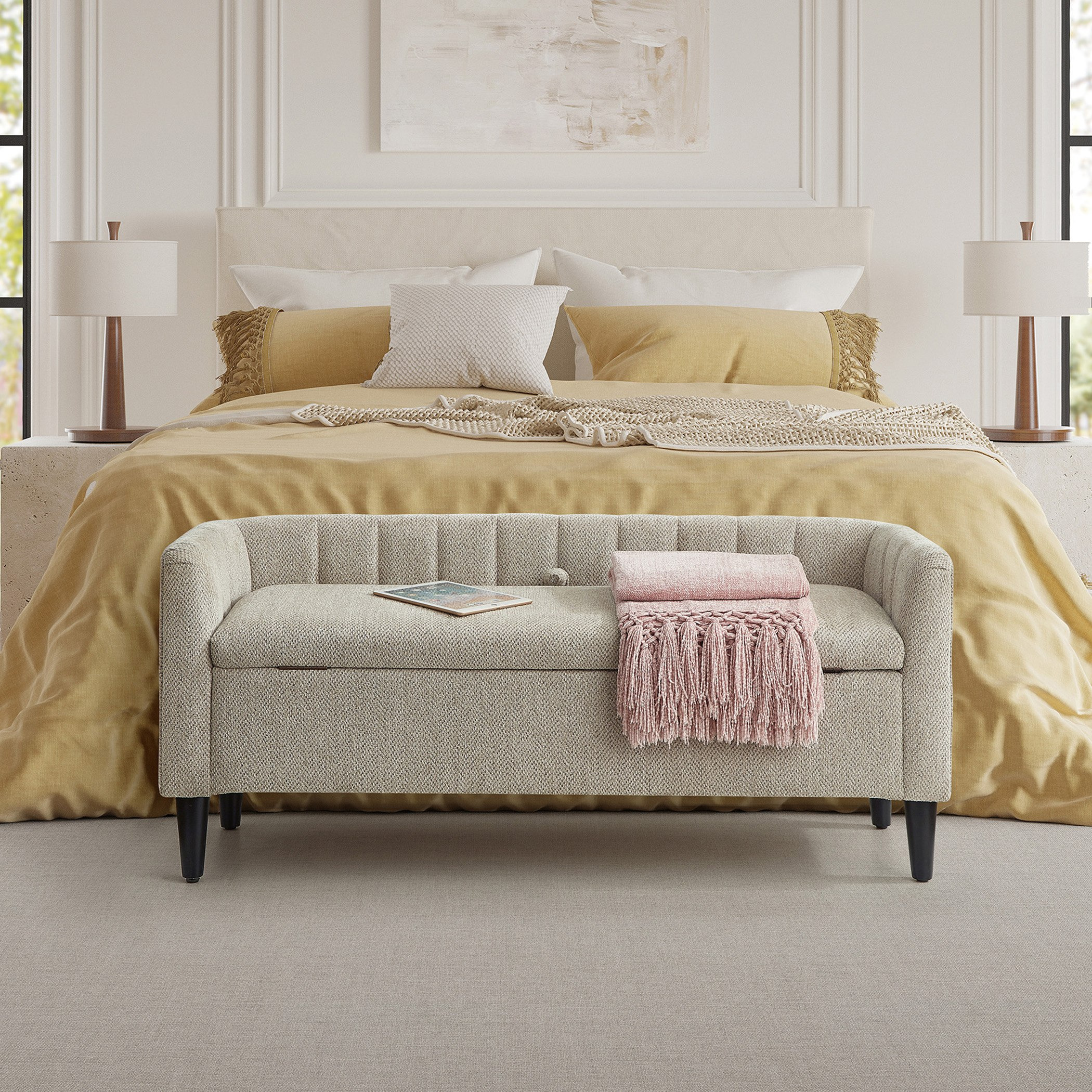 مقعد بنش قماش بمساحة تخزين من إلفيا-hbxfurniture-sofasandarmchairs-benches-image-2