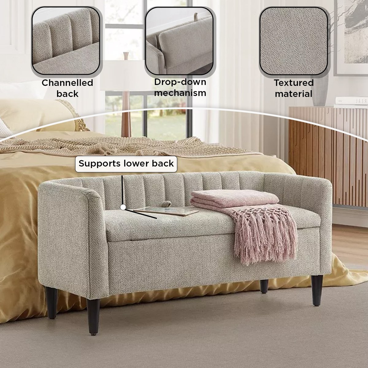 مقعد بنش قماش بمساحة تخزين من إلفيا-hbxfurniture-sofasandarmchairs-benches-image-4
