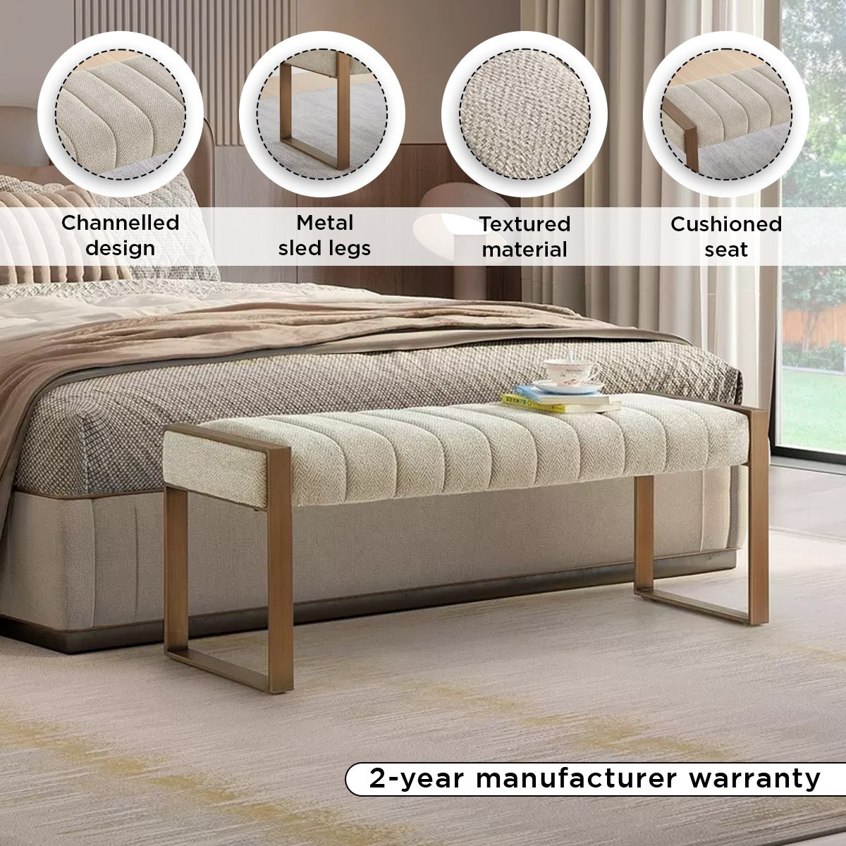 مقعد بنش قماش من تيمارو-hbxfurniture-sofasandarmchairs-benches-image-4