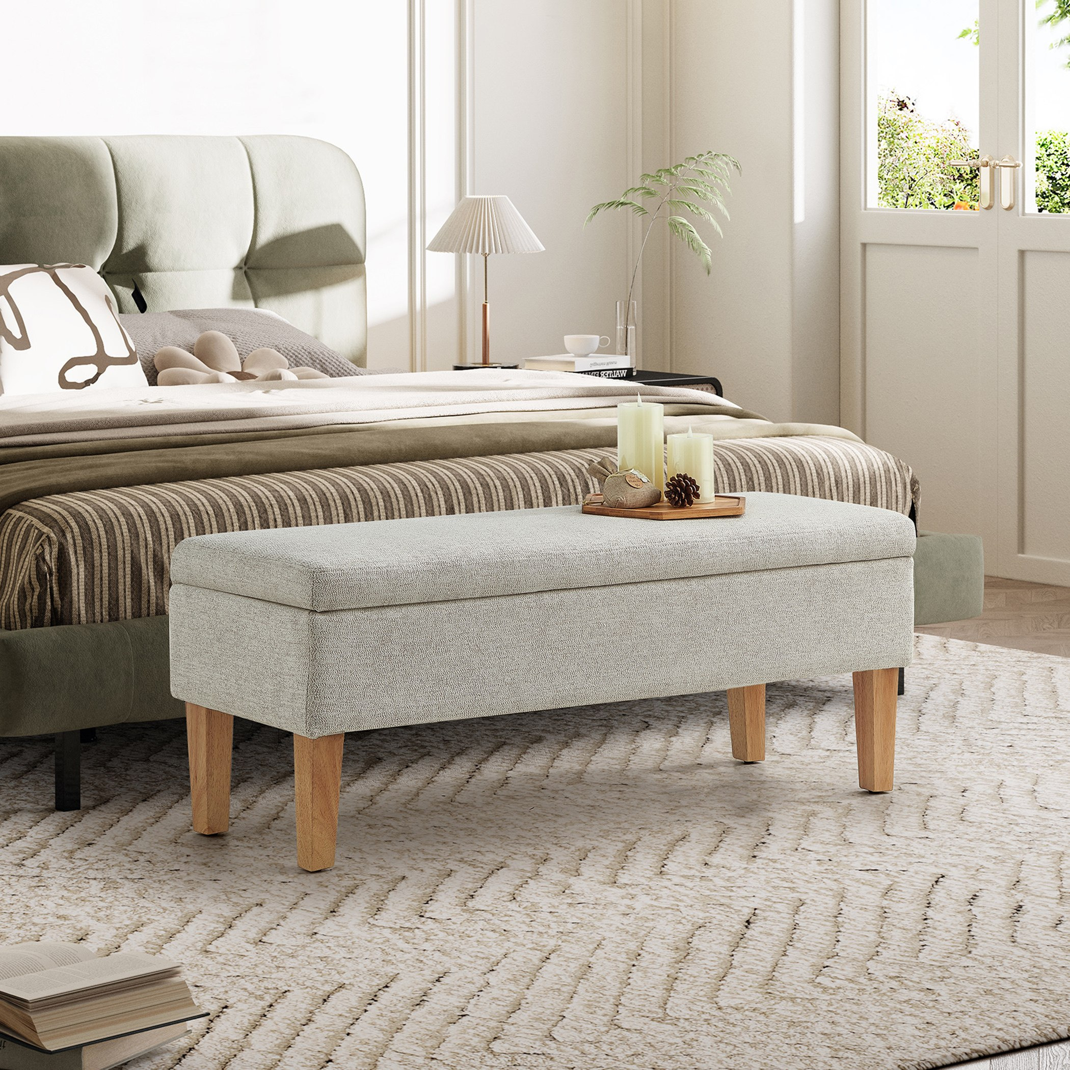 مقعد بنش قماش بمساحة تخزين  من كارول-hbxfurniture-sofasandarmchairs-benches-image-1