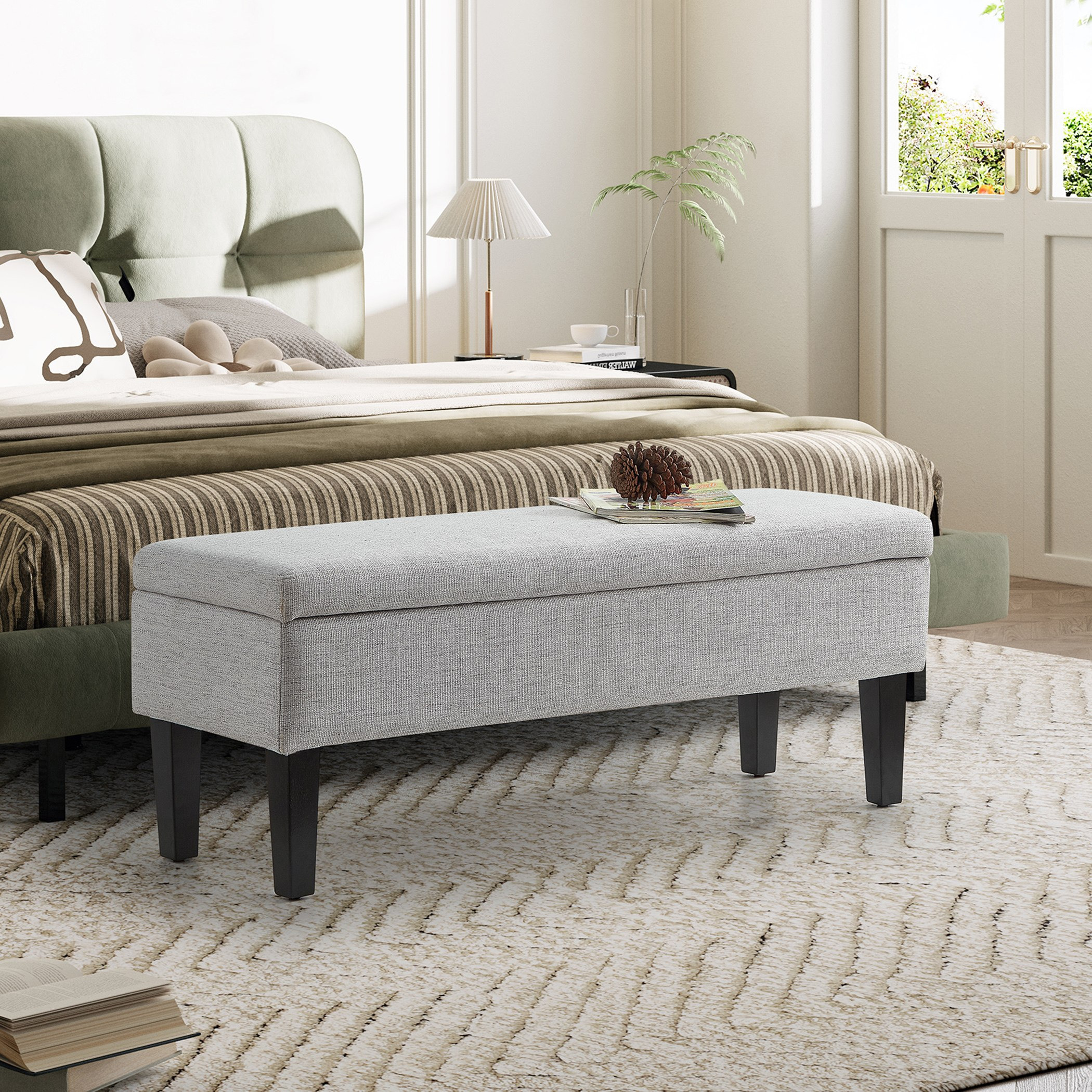 مقعد بنش قماش بمساحة تخزين  من كارول-hbxfurniture-sofasandarmchairs-benches-image-1