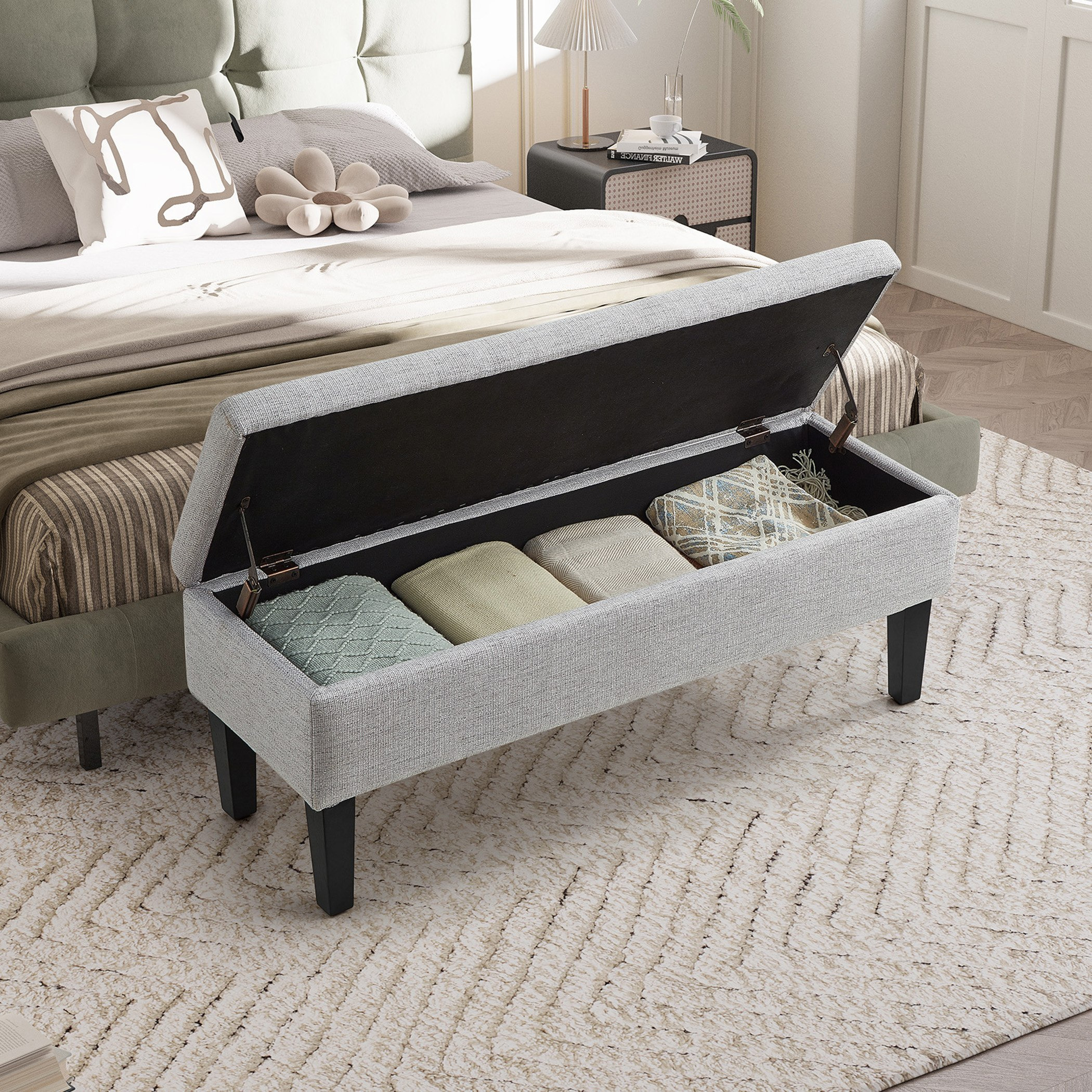 مقعد بنش قماش بمساحة تخزين  من كارول-hbxfurniture-sofasandarmchairs-benches-image-2