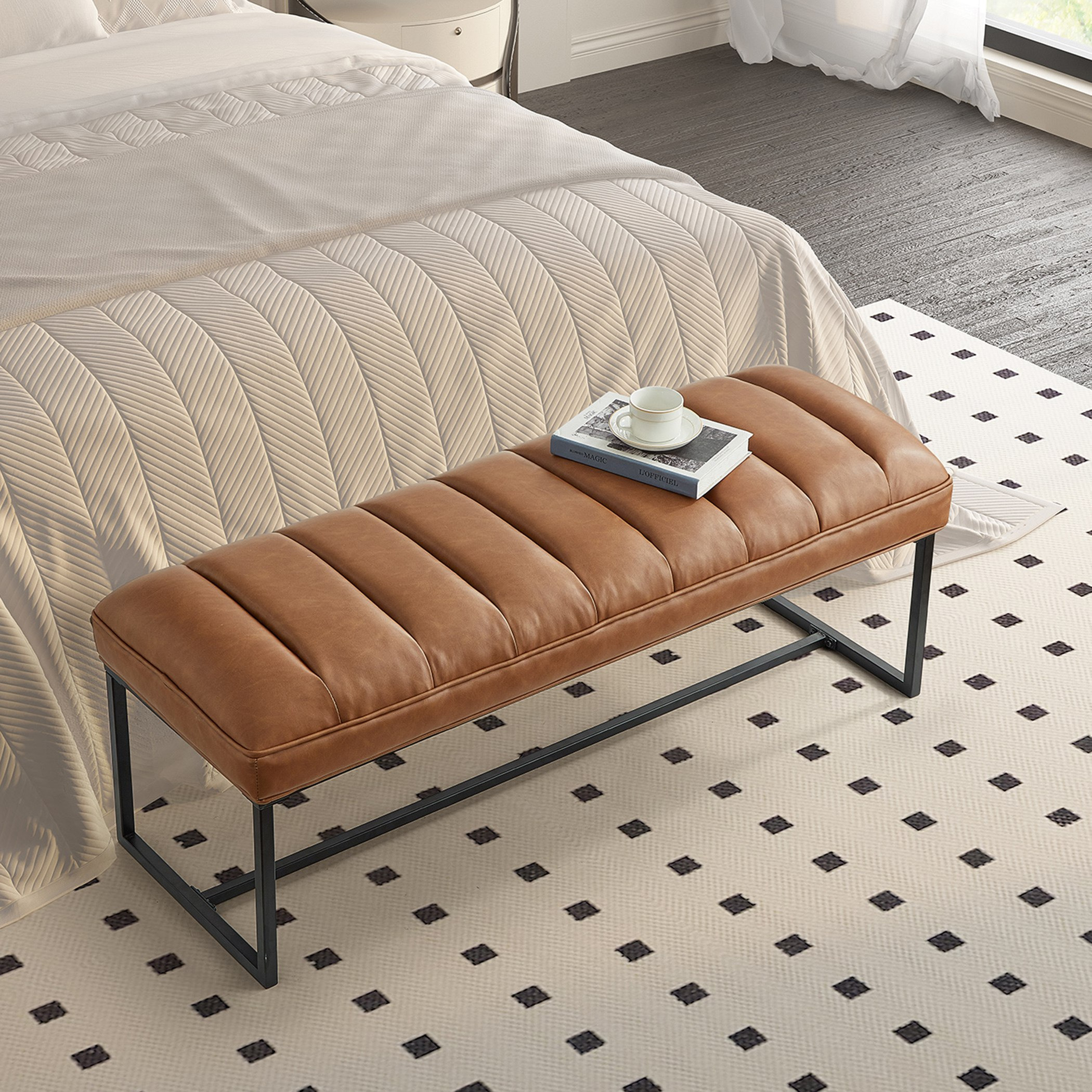 مقعد بنش جلد صناعي من بنتا-hbxfurniture-sofasandarmchairs-benches-image-3
