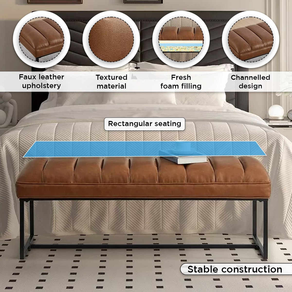 مقعد بنش جلد صناعي من بنتا-hbxfurniture-sofasandarmchairs-benches-image-5