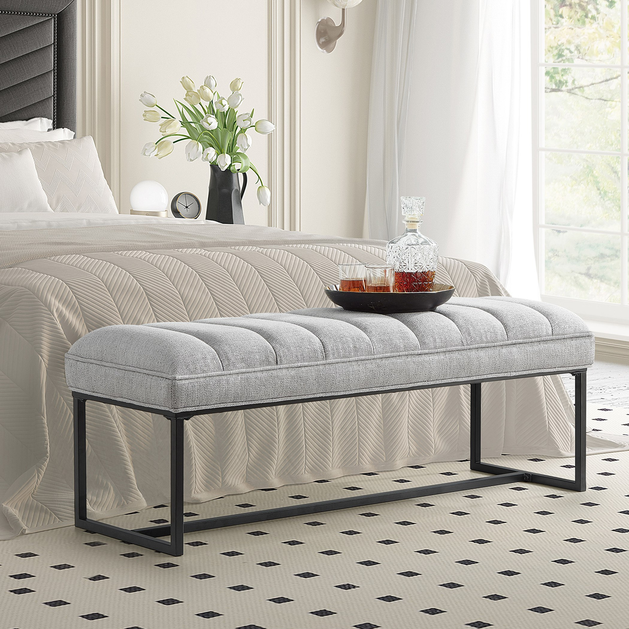مقعد بنش قماش من بنتا-hbxfurniture-sofasandarmchairs-benches-image-1