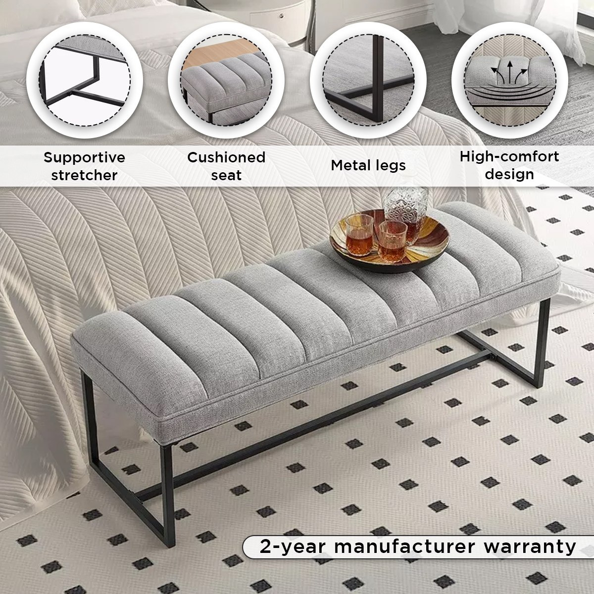 مقعد بنش قماش من بنتا-hbxfurniture-sofasandarmchairs-benches-image-4