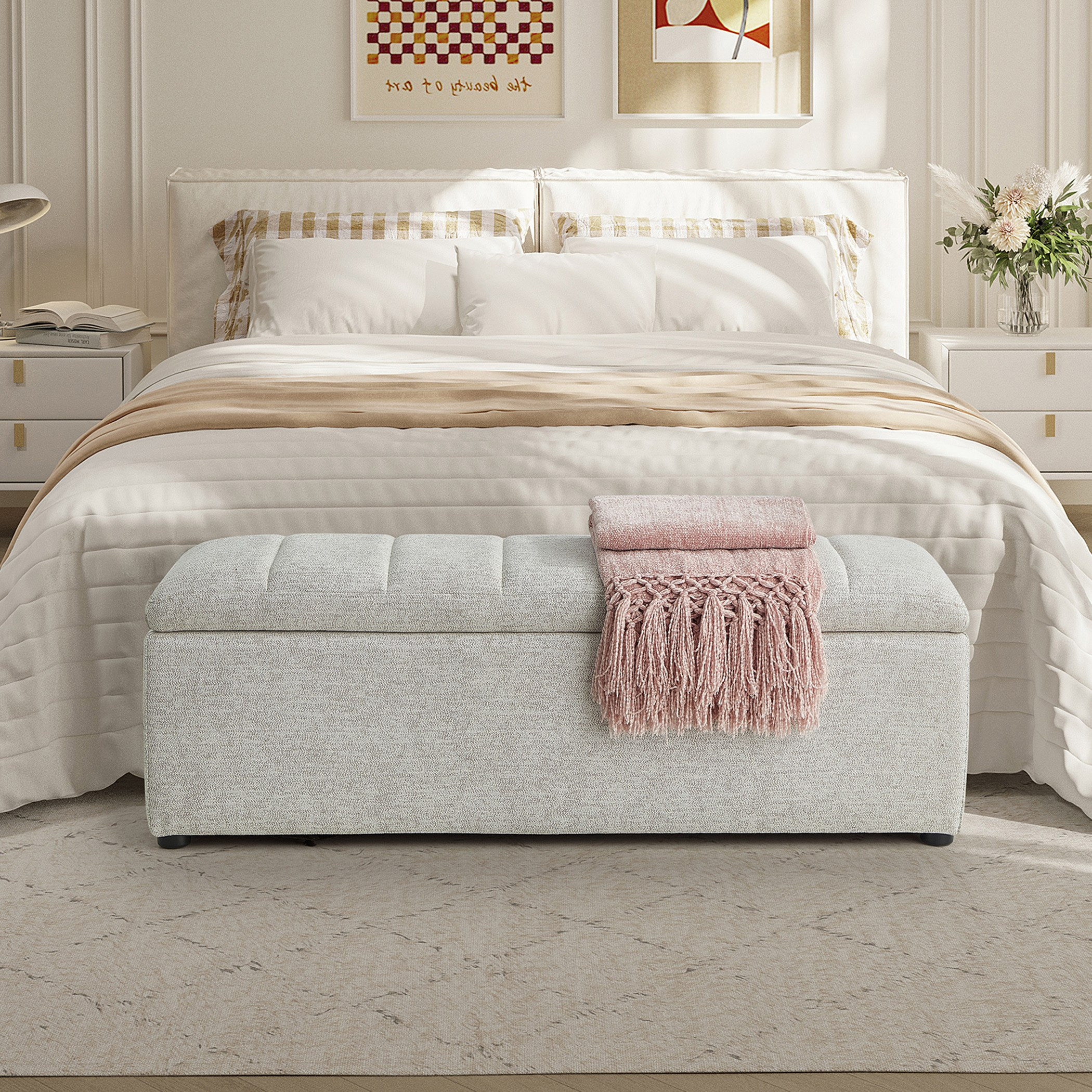 مقعد بنش قماش بمساحة تخزين من أورلين-hbxfurniture-sofasandarmchairs-benches-image-2