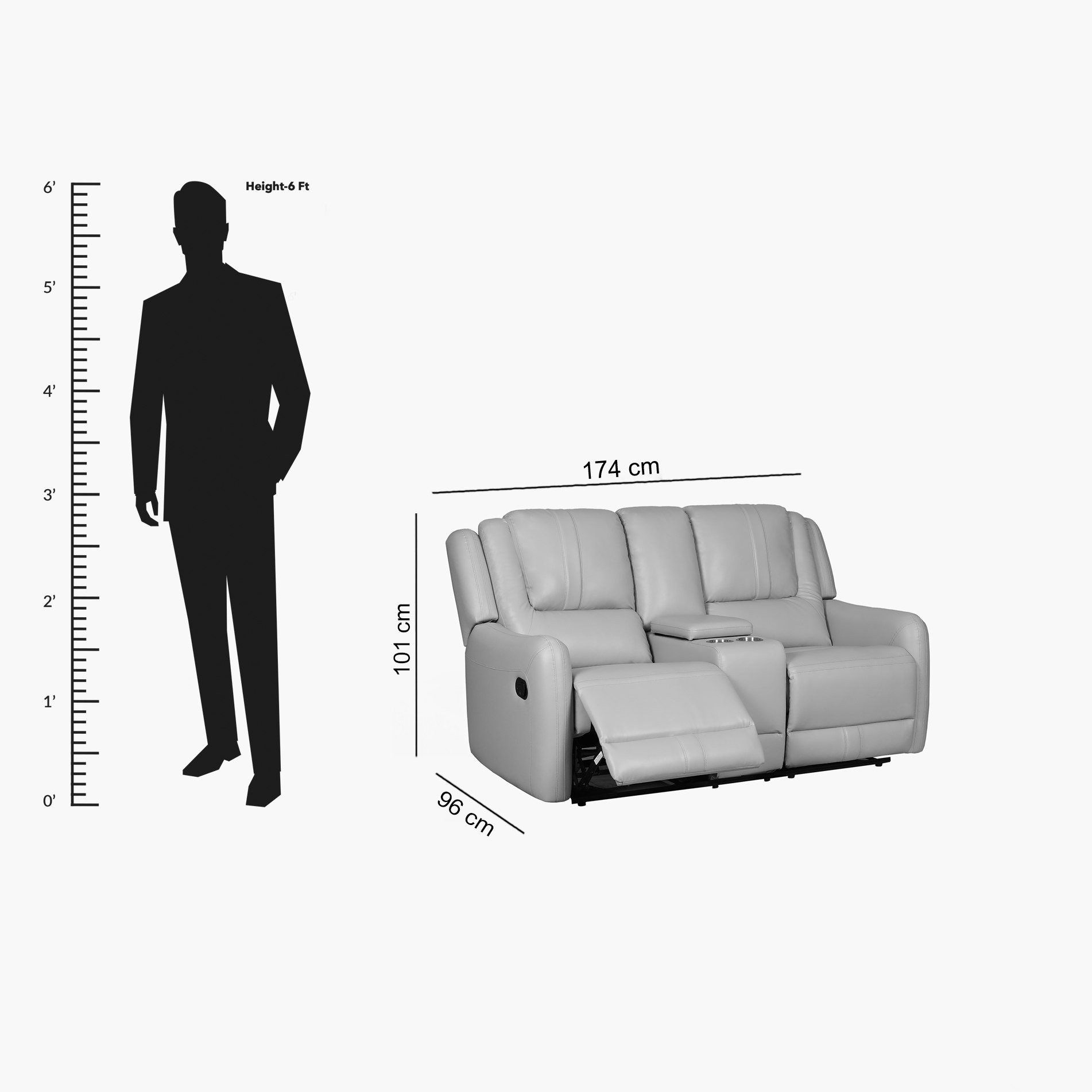 Jordan 2-Seater Fabric Recliner Sofa with Console and Cup Holders-hbxfurniture-sofasandarmchairs-reclinersofas-image-11