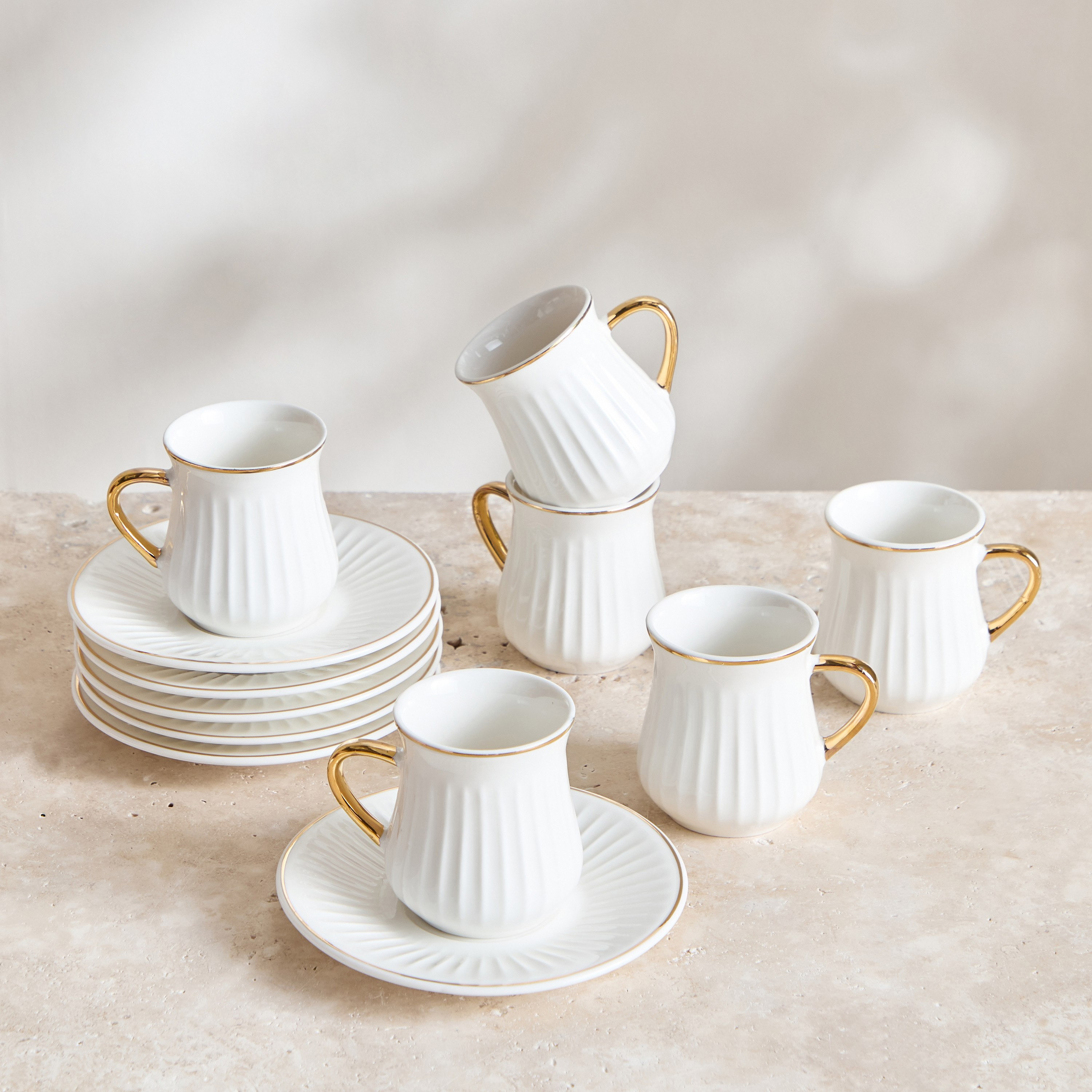 طقم فناجين إسبريسو وصحون 12 قطعة من عامر - 100 مل-hbxhomeware-hbxkitchen-image-1
