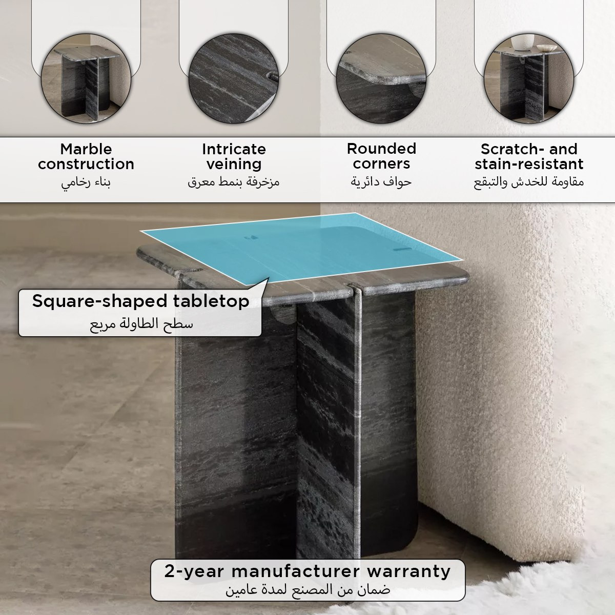 Vendra Viola Genuine Marble End Table-hbxfurniture-livingroom-endtables-image-4
