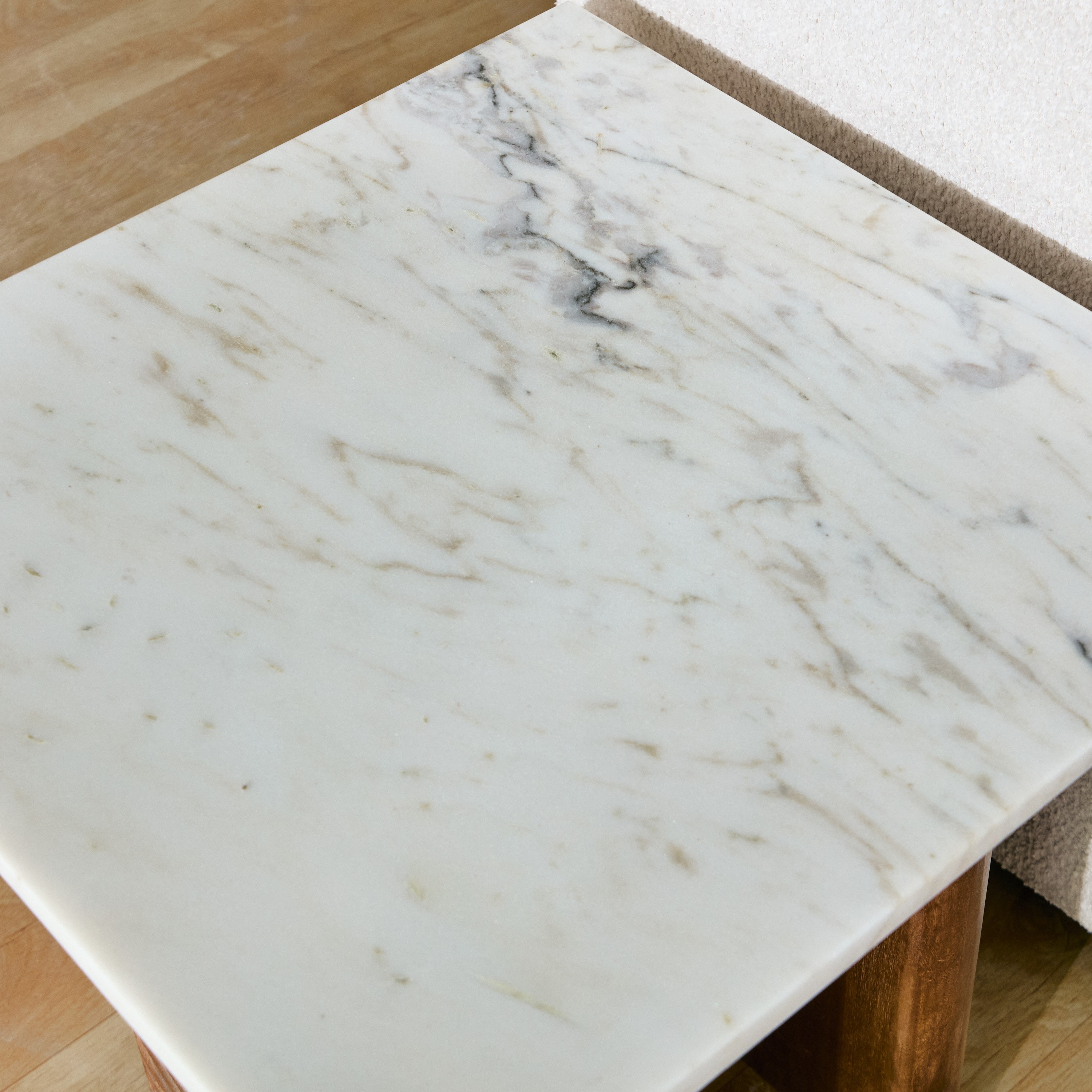 Vendra Engrave Genuine Marble Top End Table with Solid Wood Base-hbxfurniture-livingroom-endtables-image-4