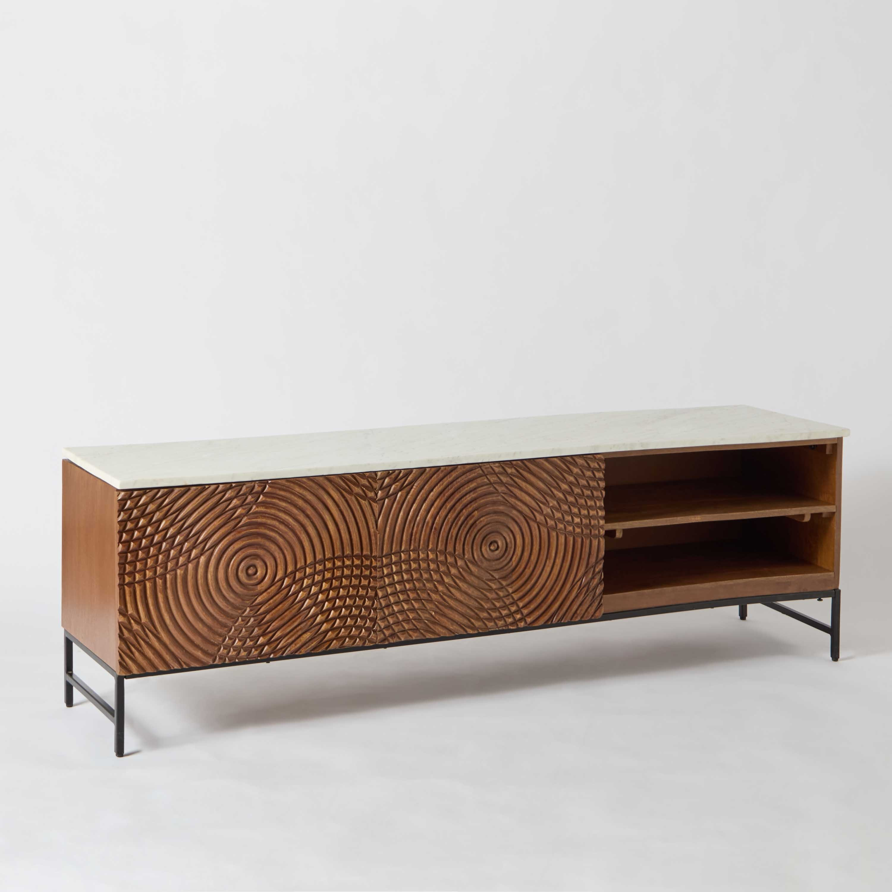 Vendra Engrave 1.6 Metre Solid Wood TV Unit with Genuine Marble Top for TVs up to 70 inches-hbxlivingroom-mediaunitsandstorage-tvunits-image-14