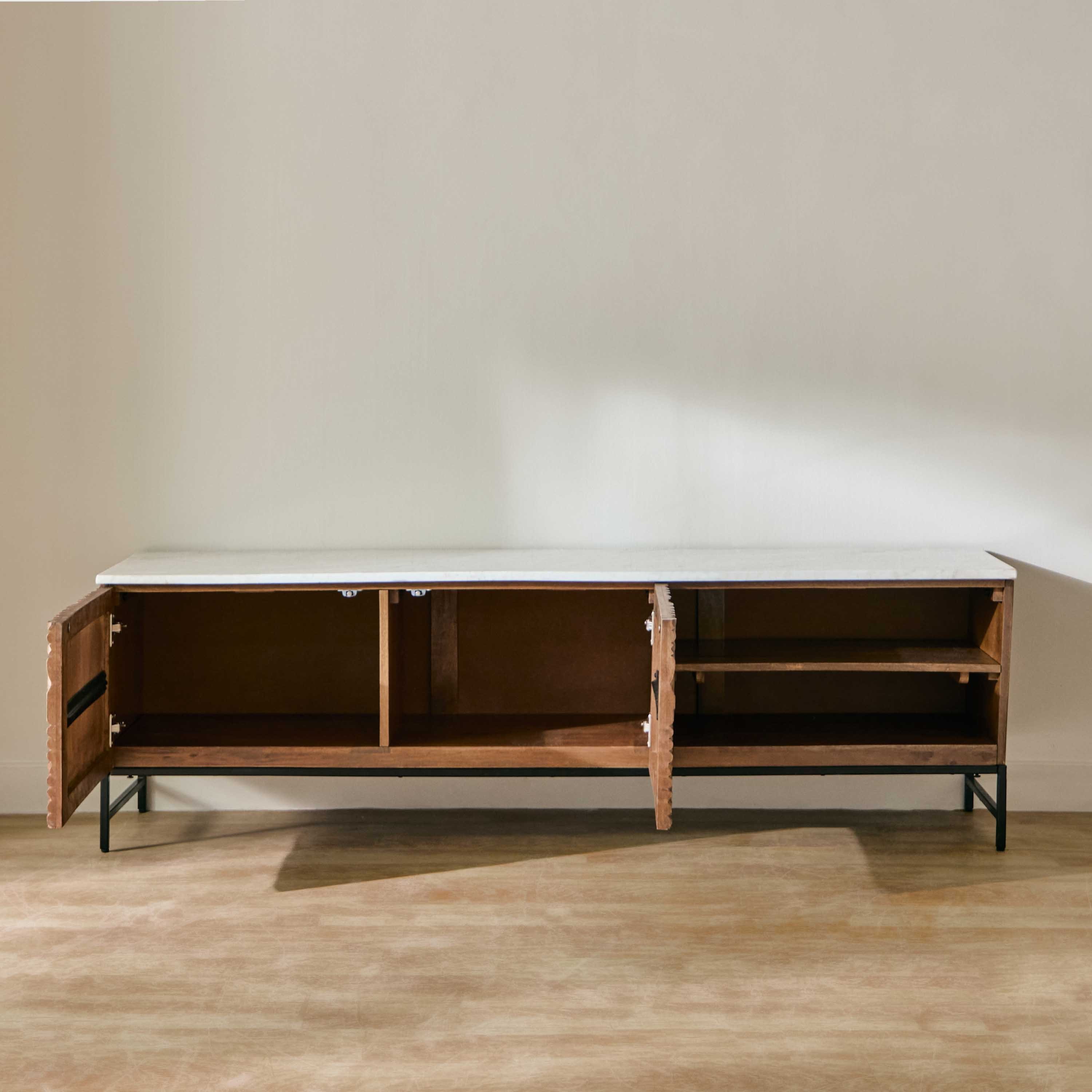 Vendra Engrave 1.6 Metre Solid Wood TV Unit with Genuine Marble Top for TVs up to 70 inches-hbxlivingroom-mediaunitsandstorage-tvunits-image-8