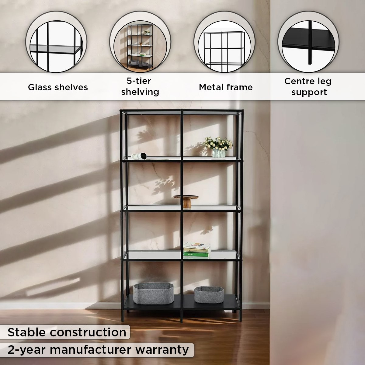 Movo Arc/Ory Wide Shelving Unit with 3 Shelves-hbxfurniture-office-bookcases-image-4