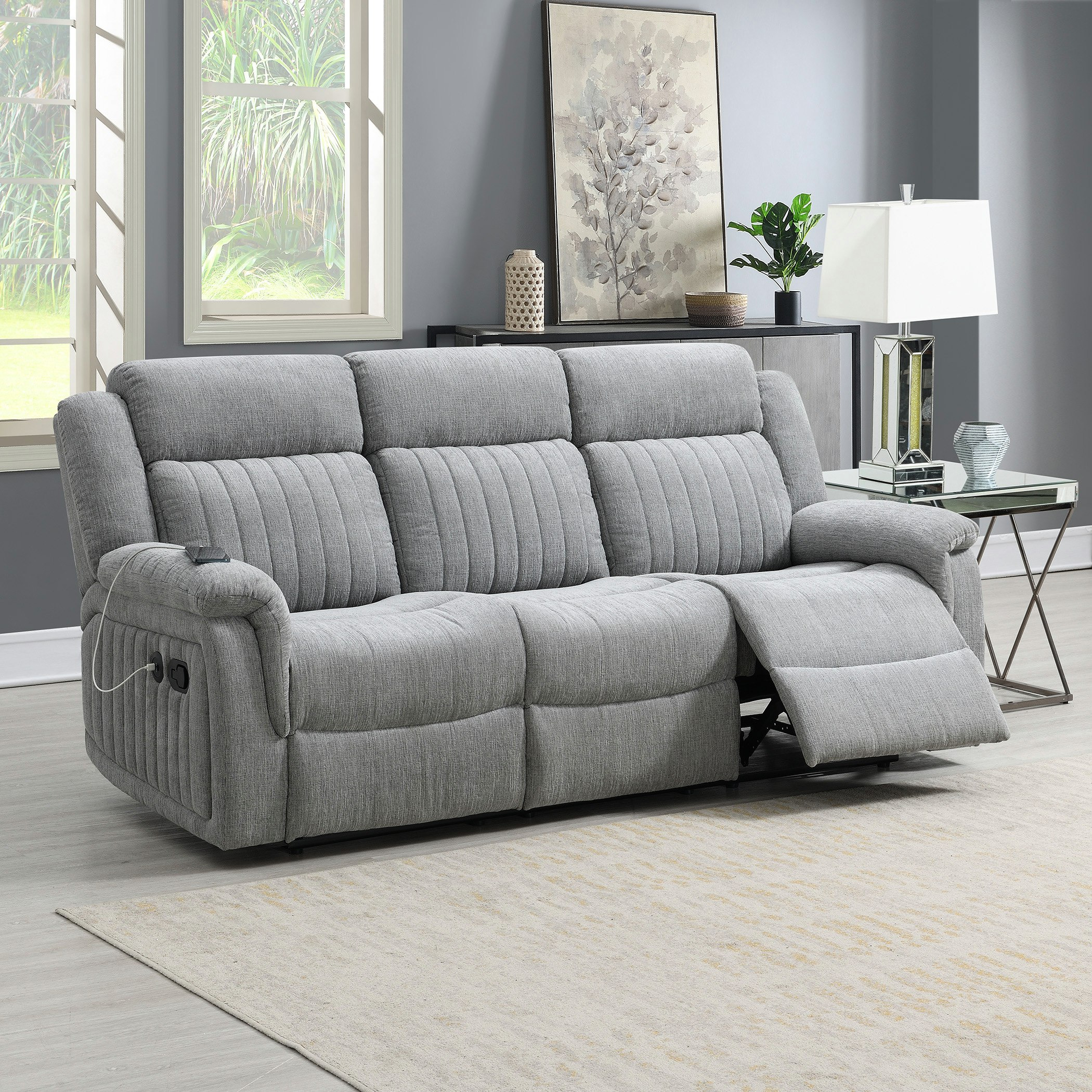 Griffen 3-Seater Recliner Fabric Sofa with USB-hbxfurniture-sofasandarmchairs-reclinersofas-image-1