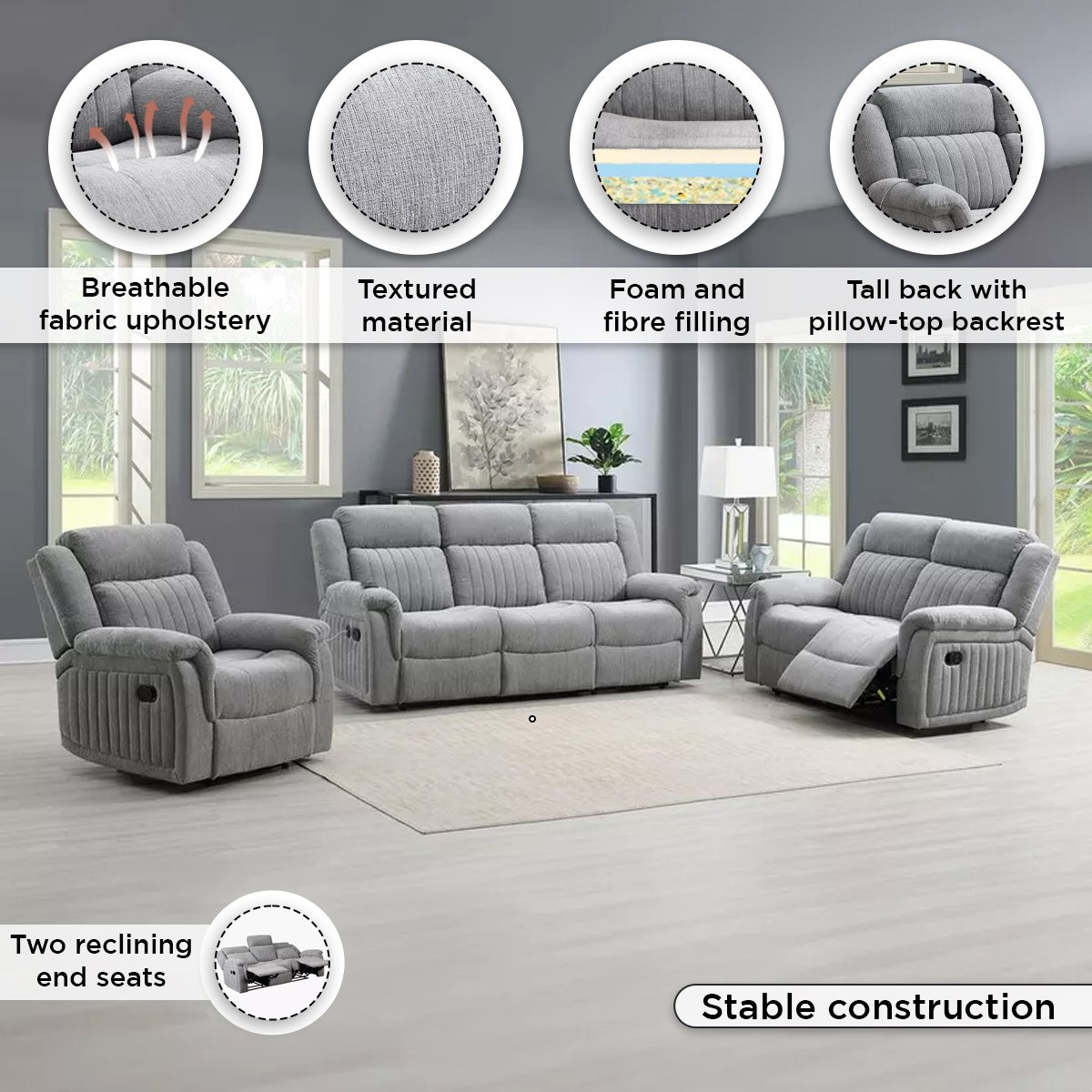 Griffen 3-Seater Recliner Fabric Sofa with USB-hbxfurniture-sofasandarmchairs-reclinersofas-image-5