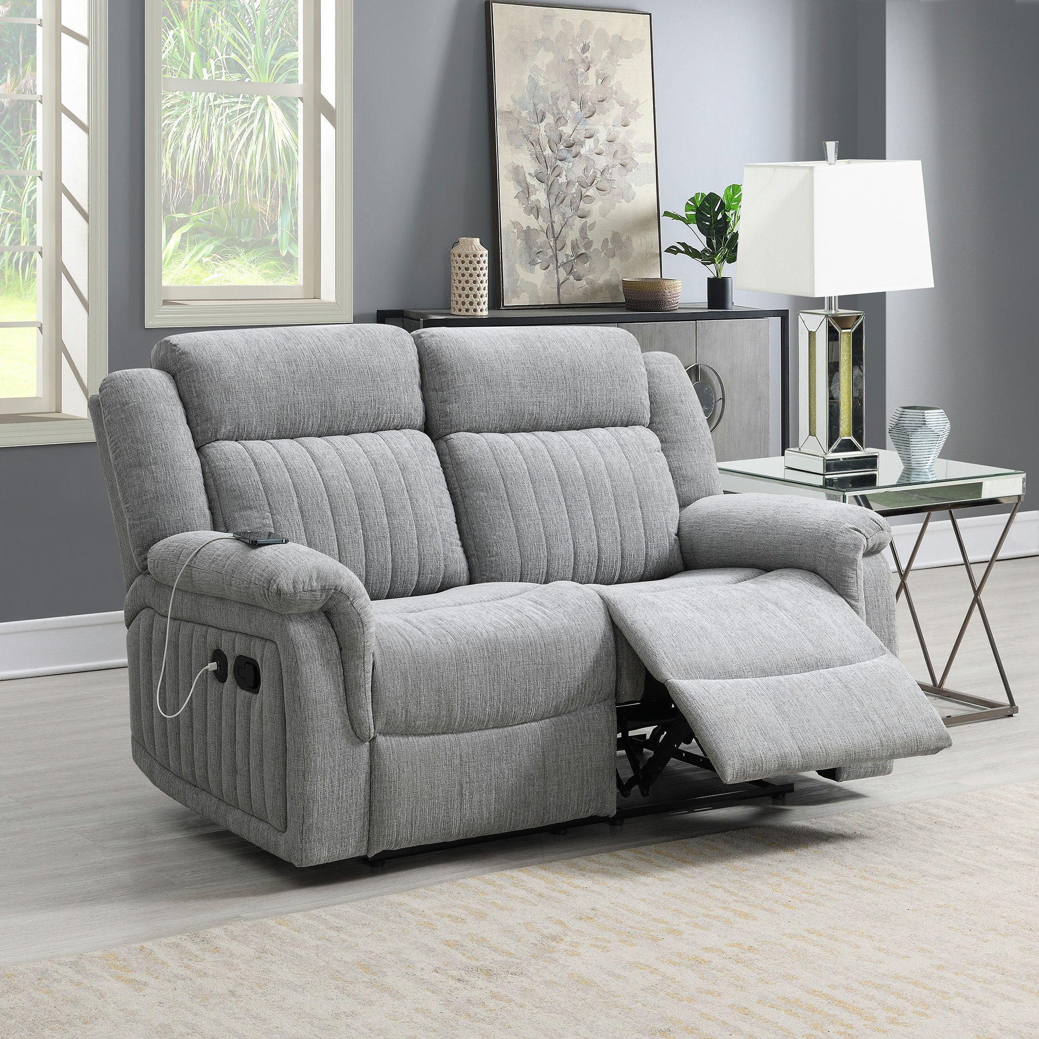 Griffen 2-Seater Recliner Fabric Sofa with USB-hbxfurniture-sofasandarmchairs-reclinersofas-image-1