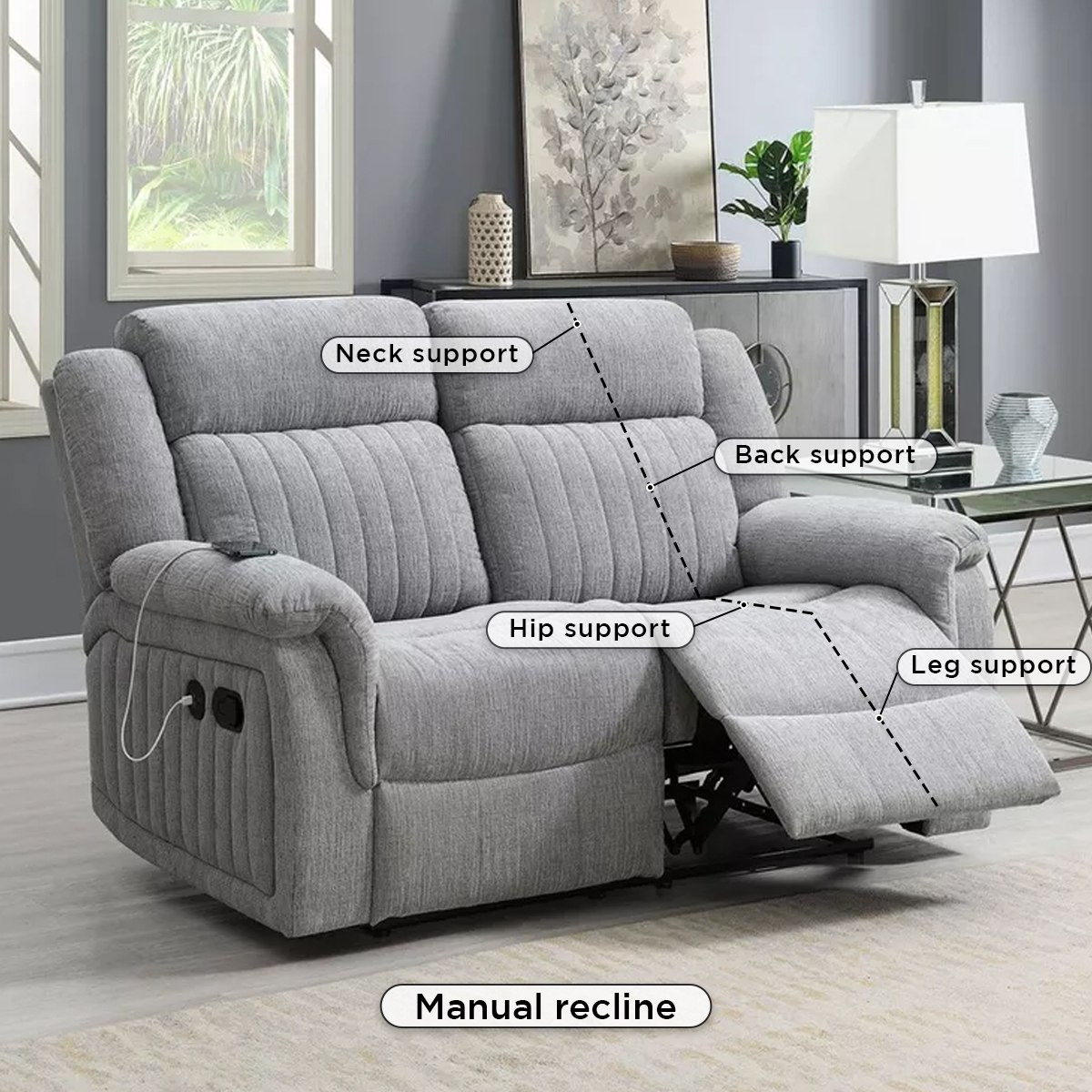 Griffen 2-Seater Recliner Fabric Sofa with USB-hbxfurniture-sofasandarmchairs-reclinersofas-image-6
